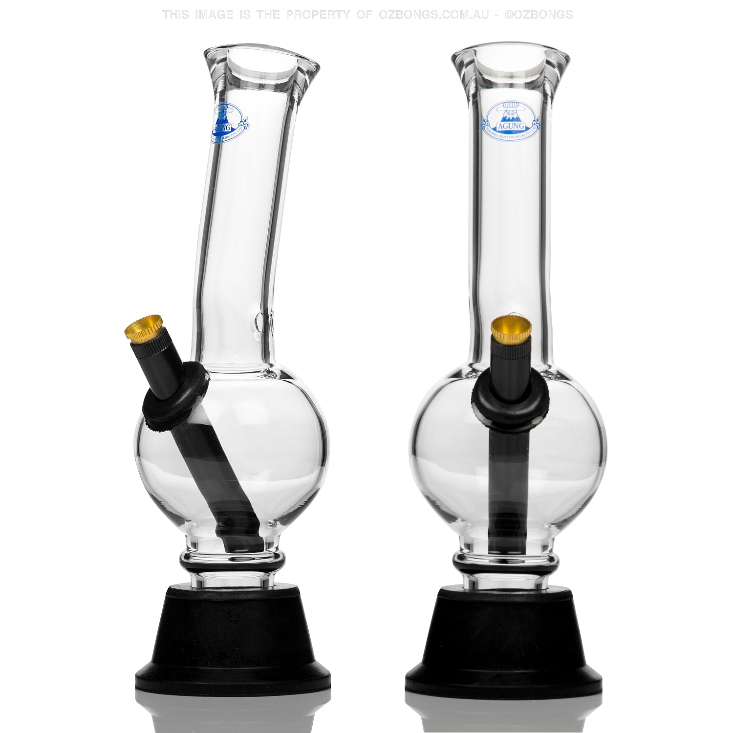 Agung glass bong with metal stem and brass cone piece for Aussie weed smokers.