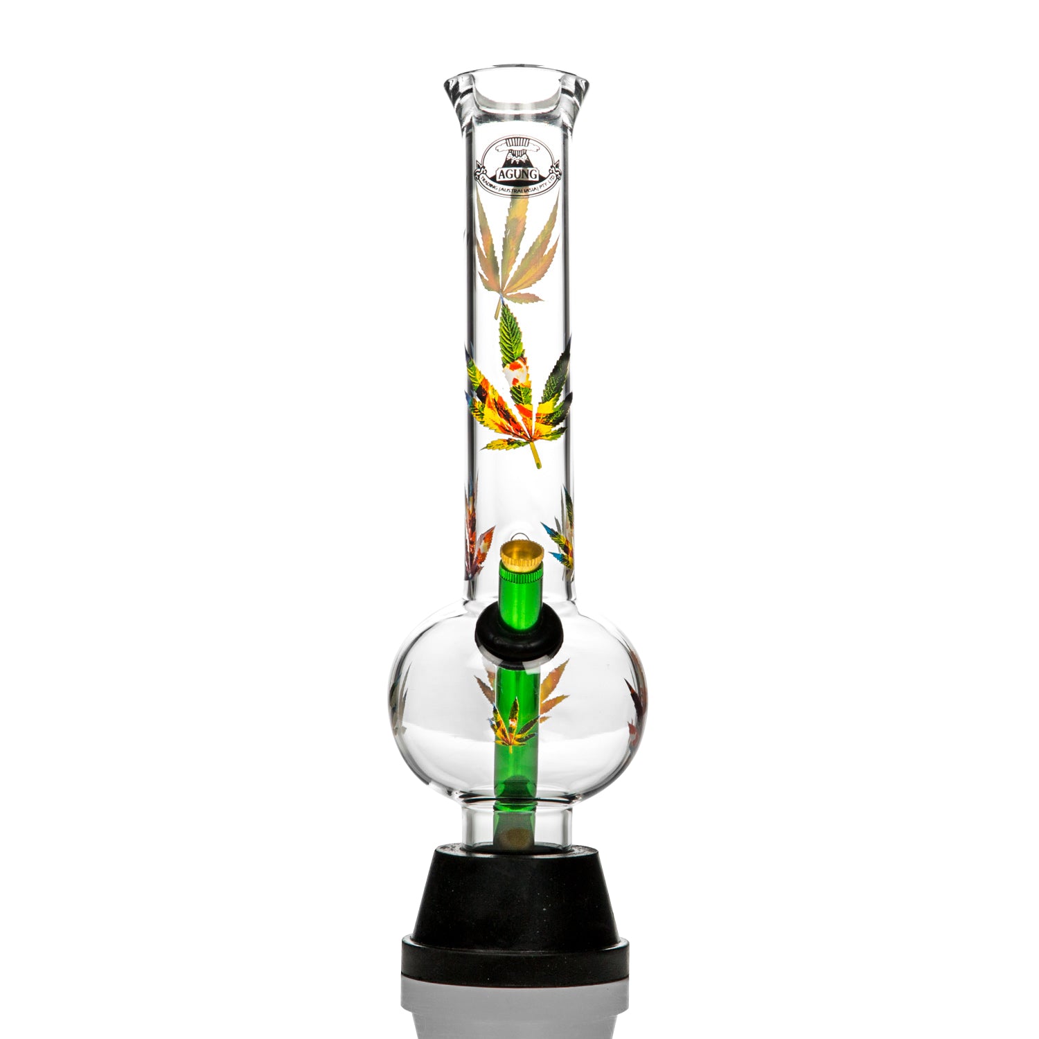 Aussie style agung bong with cannabis leaf decals.