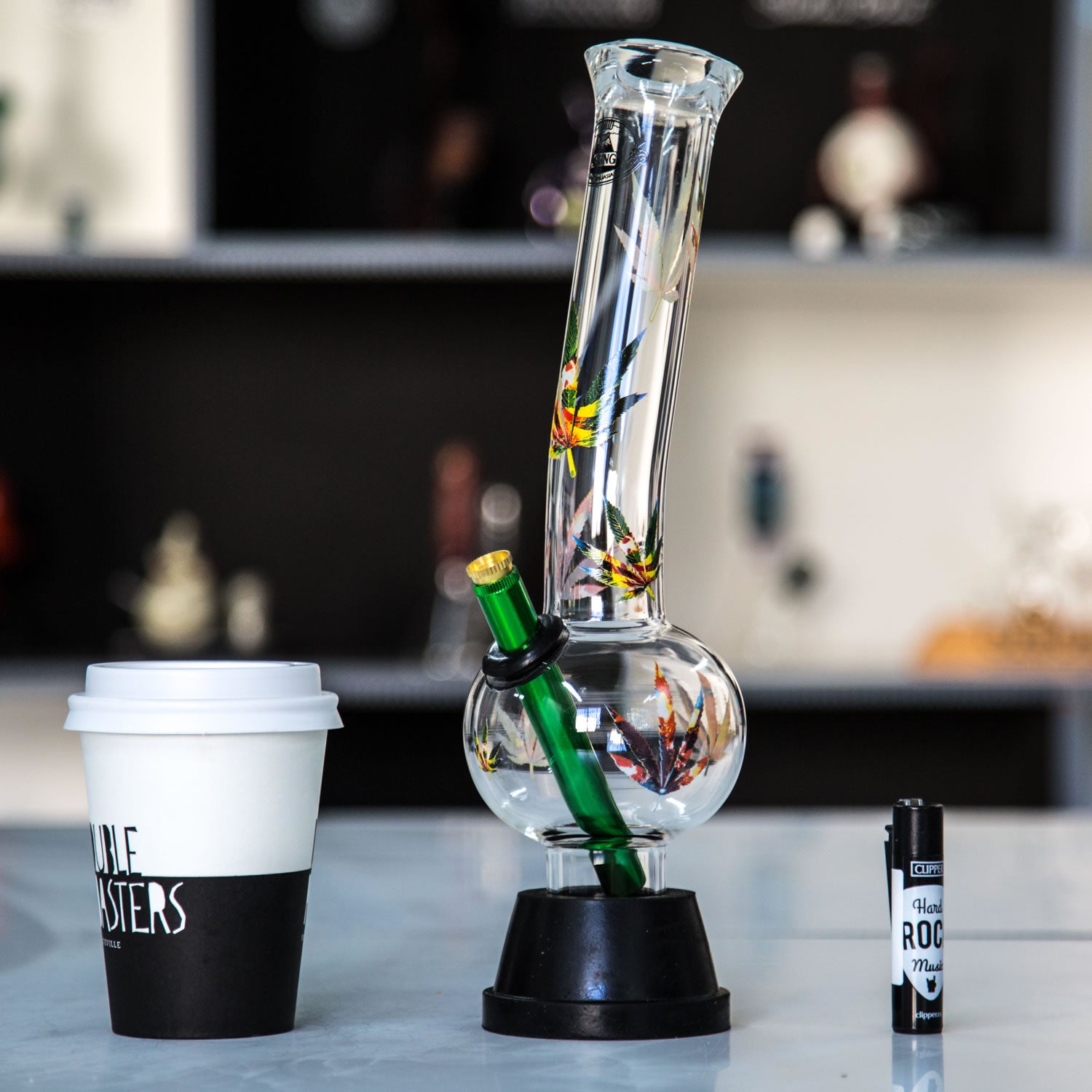 Agung Aussie bong sitting on a table at Easy Bong shop in Australia.