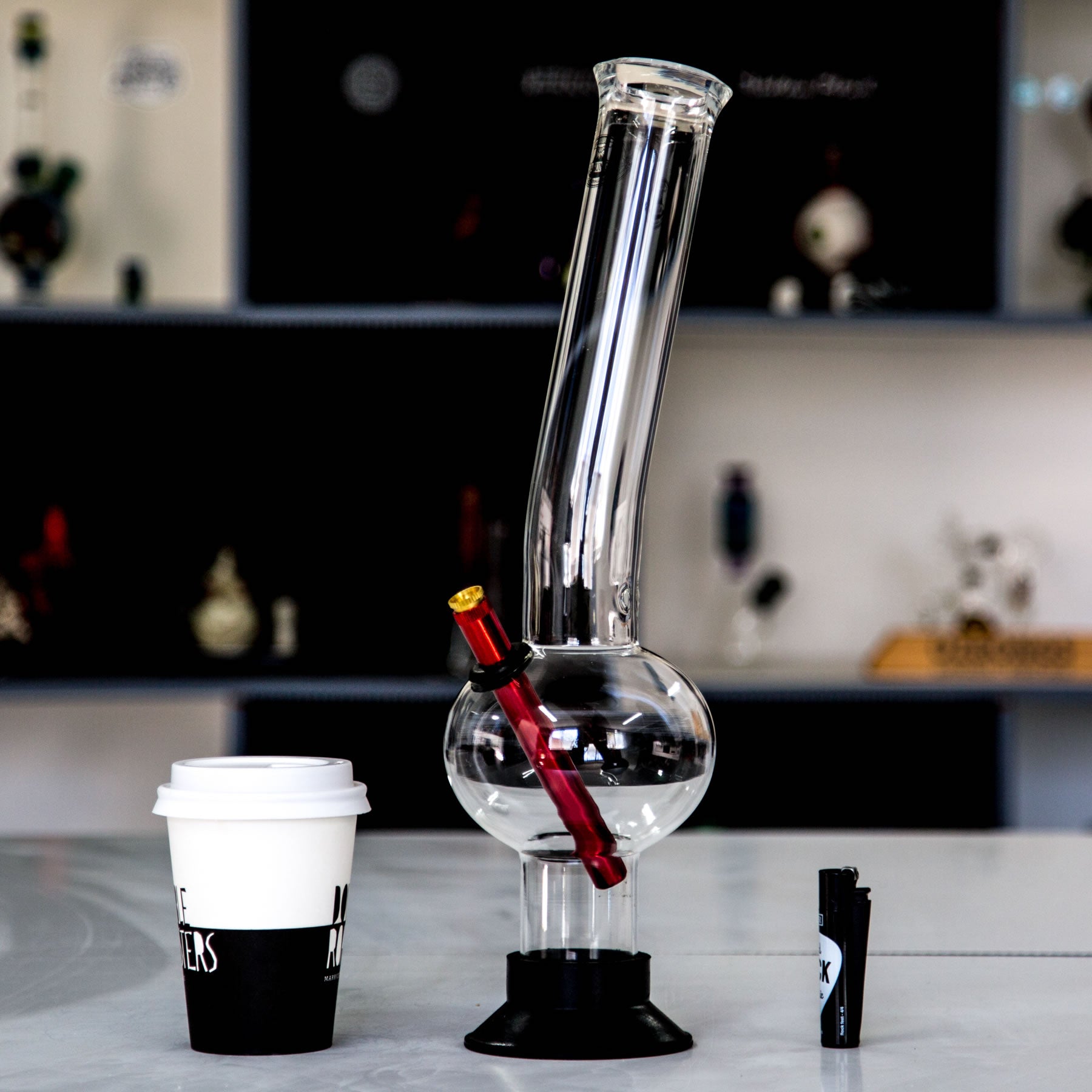 Large Agung bong sitting on a table at Easy Bong shop in Australia.