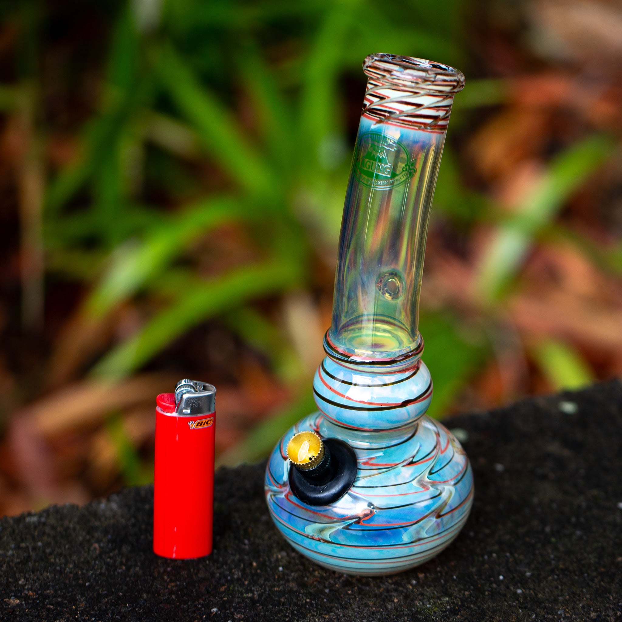 Agung fumed glass bong outside in NSW Australia.