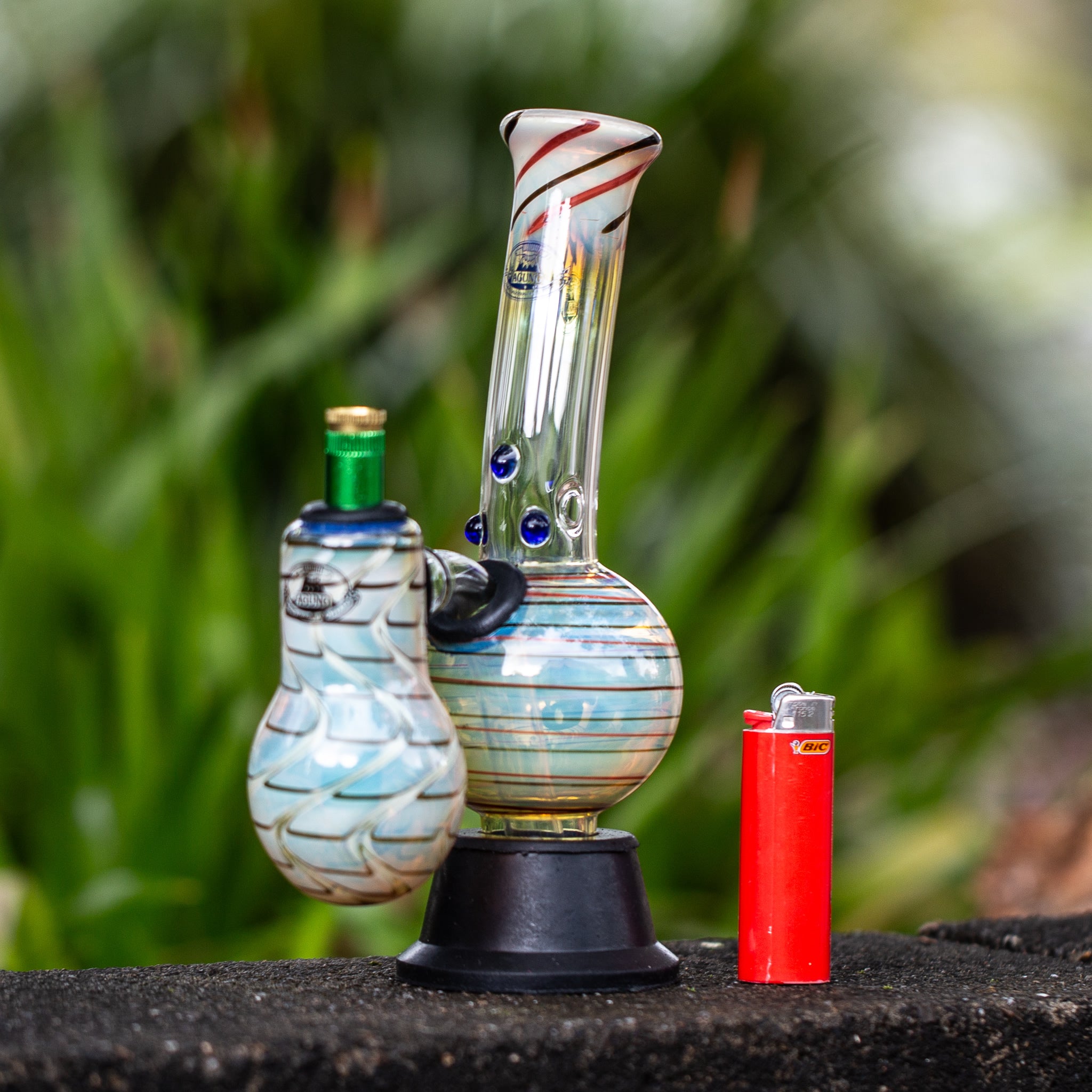Agung Launcher Double Chamber Glass Bong 25cm