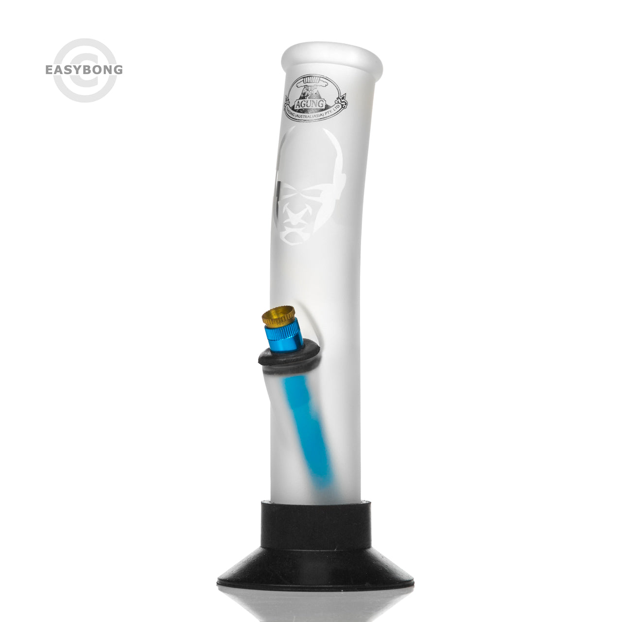 Agung Aussie style glass bong with bonza stem and brass cone piece.