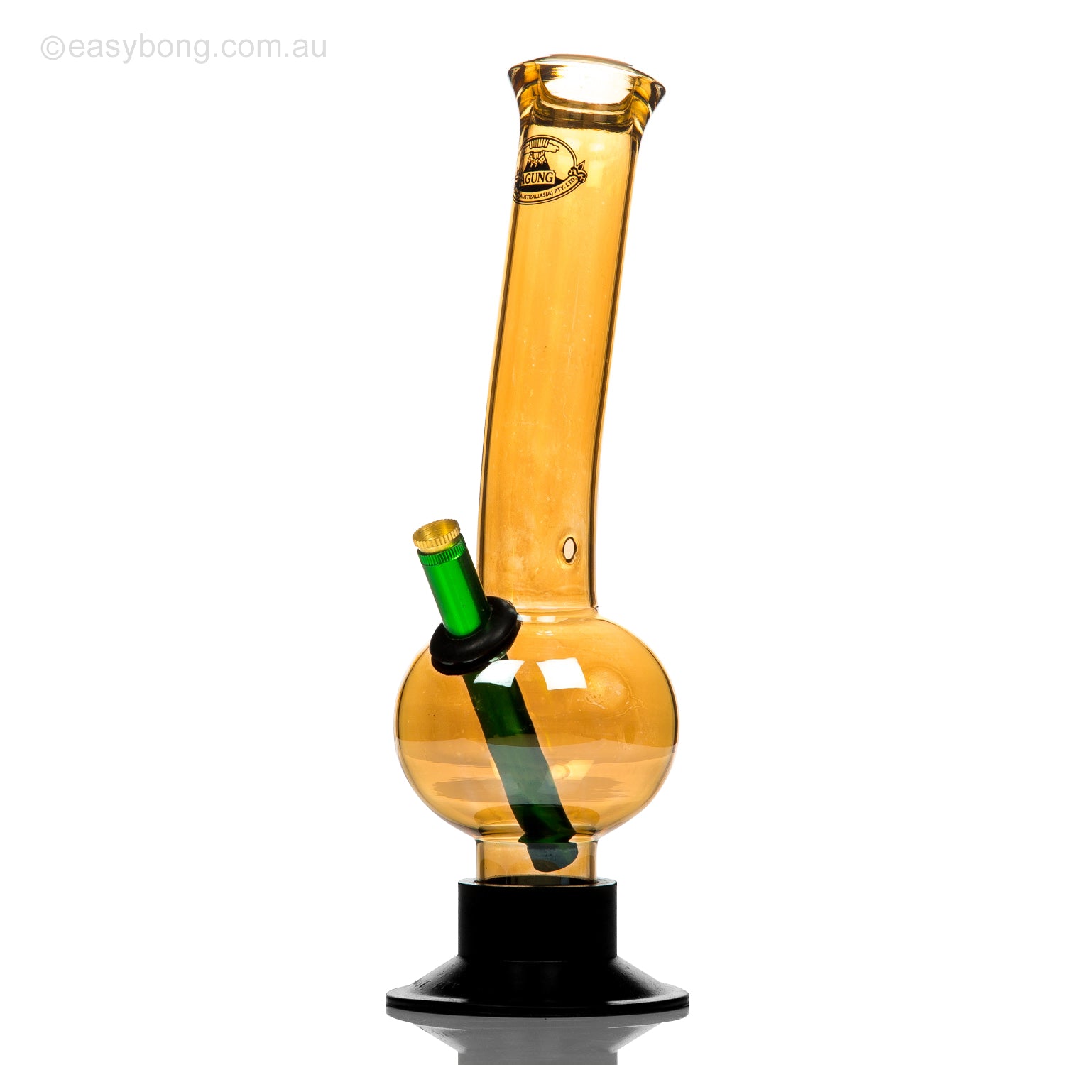 Gold lustre Agung glass bong 32cm tall.