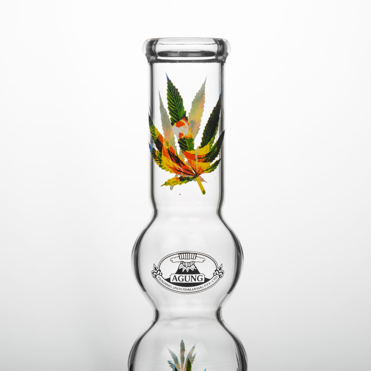 Glass bong designed for Aussie stoners with metal stem and brass cone piece.