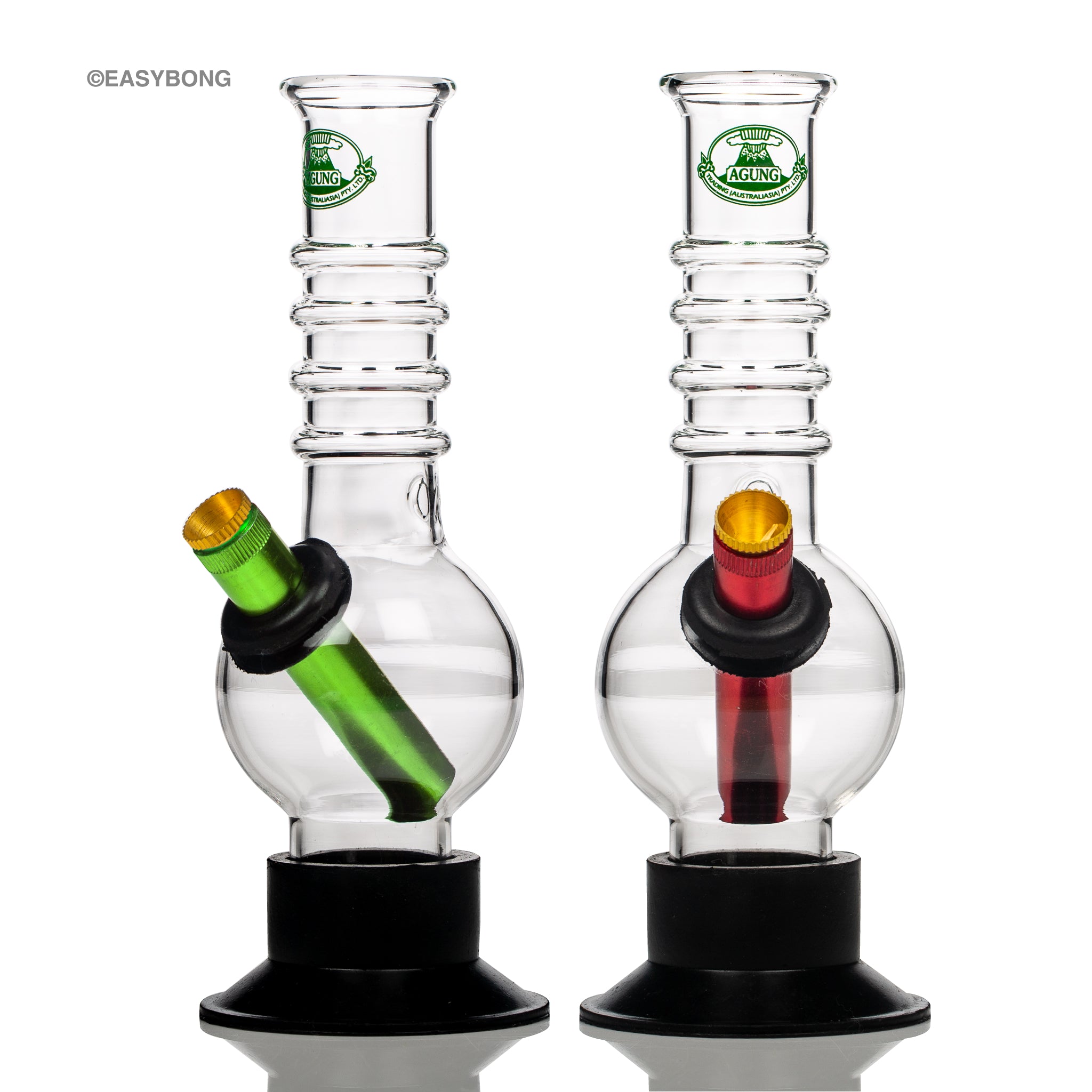 Agung handy bong with removable rubber base for cleaning.