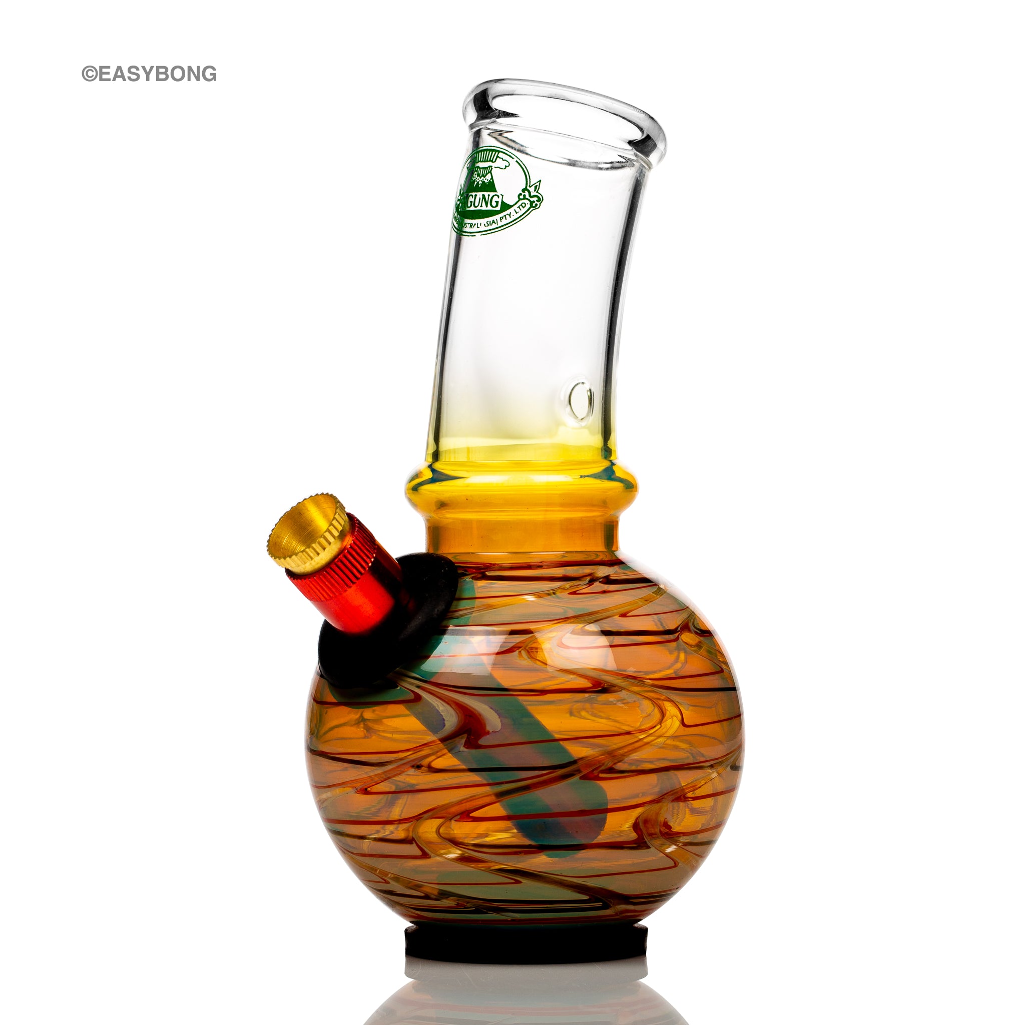 Agung baby bubble Aussie style glass bong with brass cone piece.