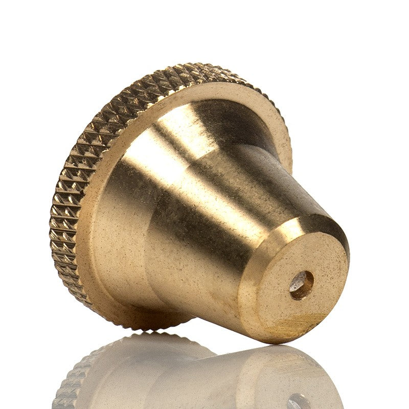 Rear view of an Agung brass cone piece.