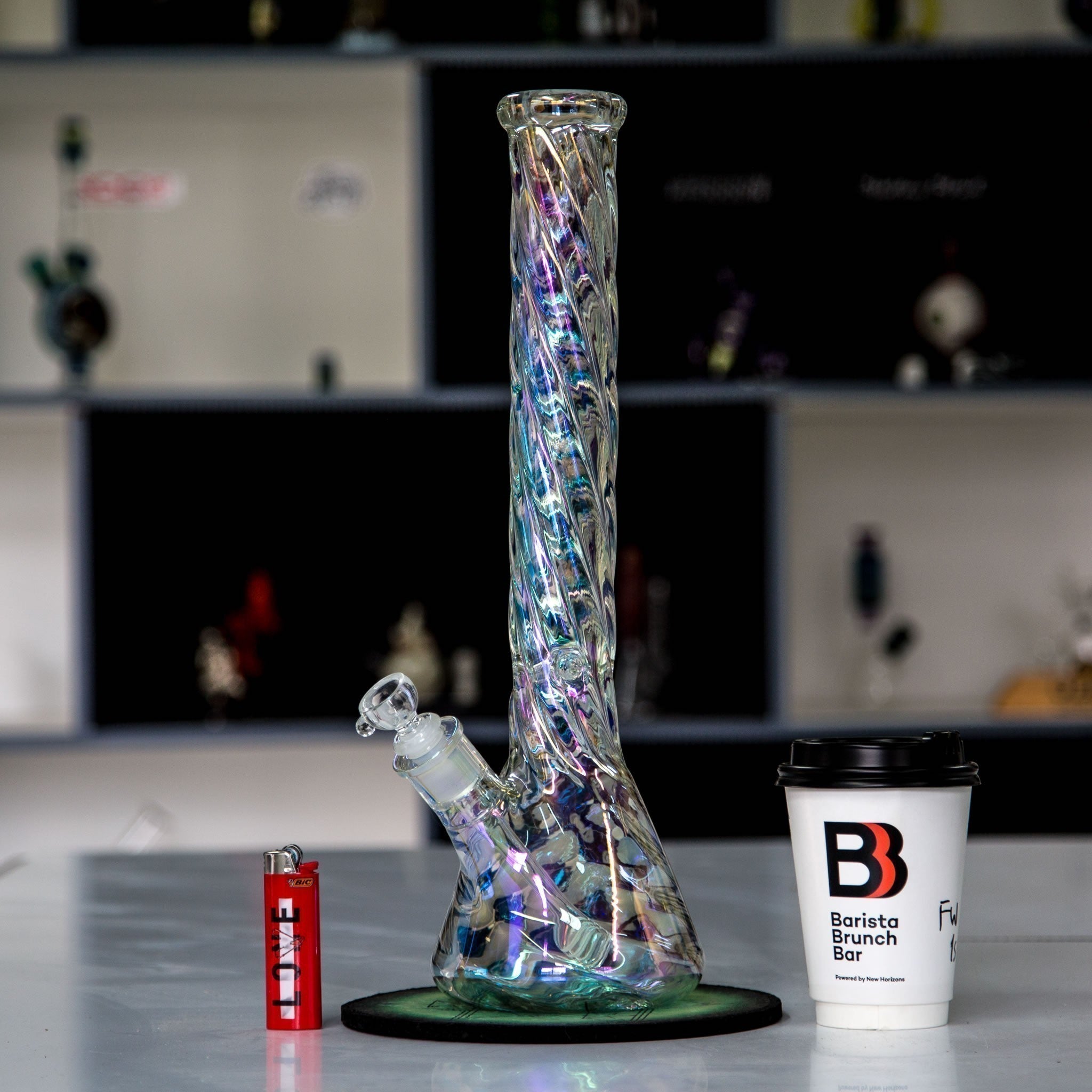 Chromatic Twist Glass Beaker Bong 41cm