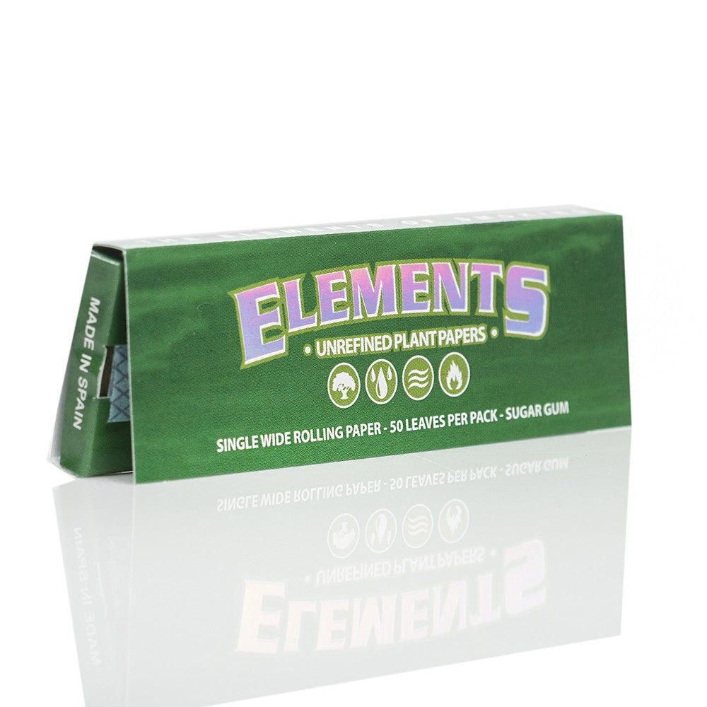 Elements green unrefined cigarette rolling papers.