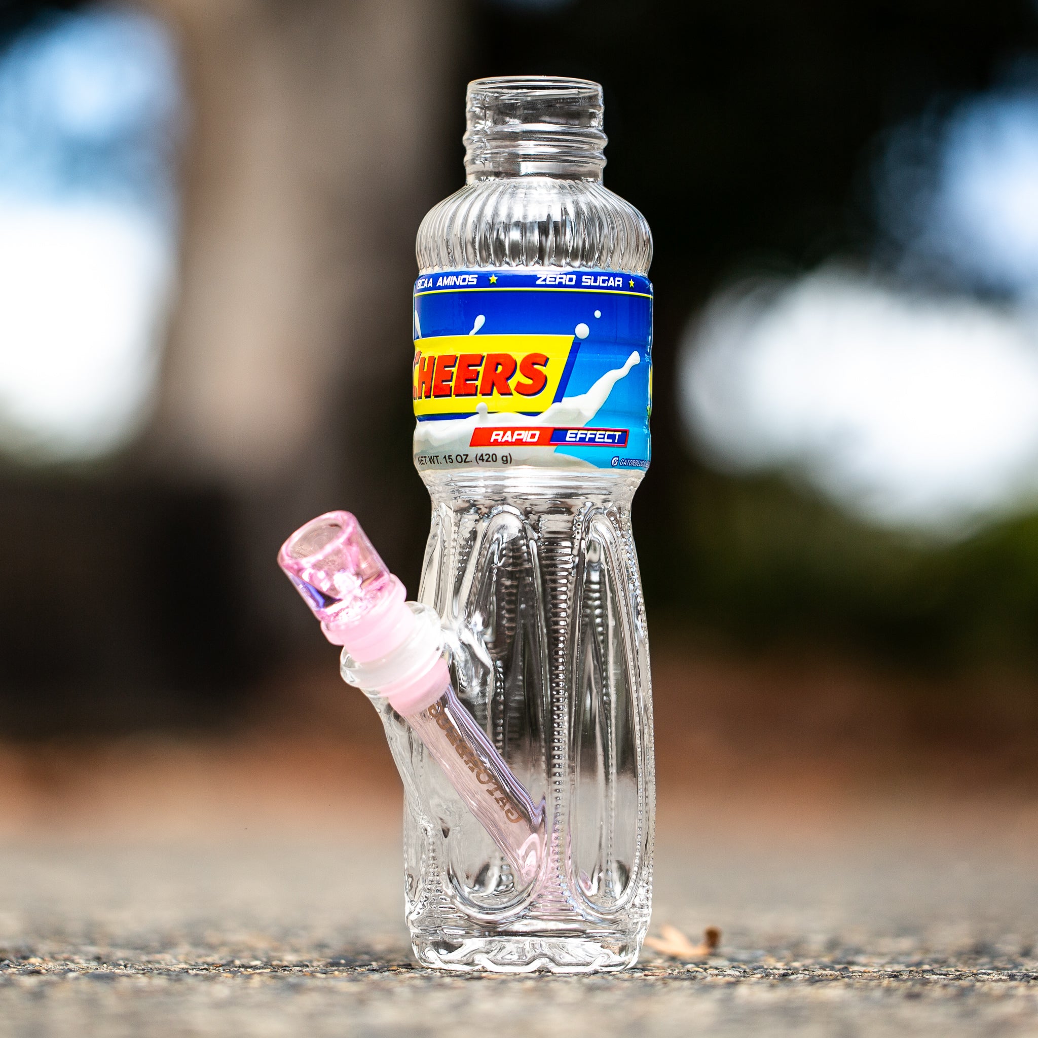 Gatorbeug cheers drink bottle glass gator bong Australia.