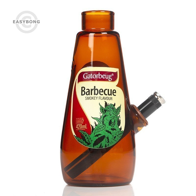 Gatorbeug Smokey barbecue sauce bottle Aussie glass bong.