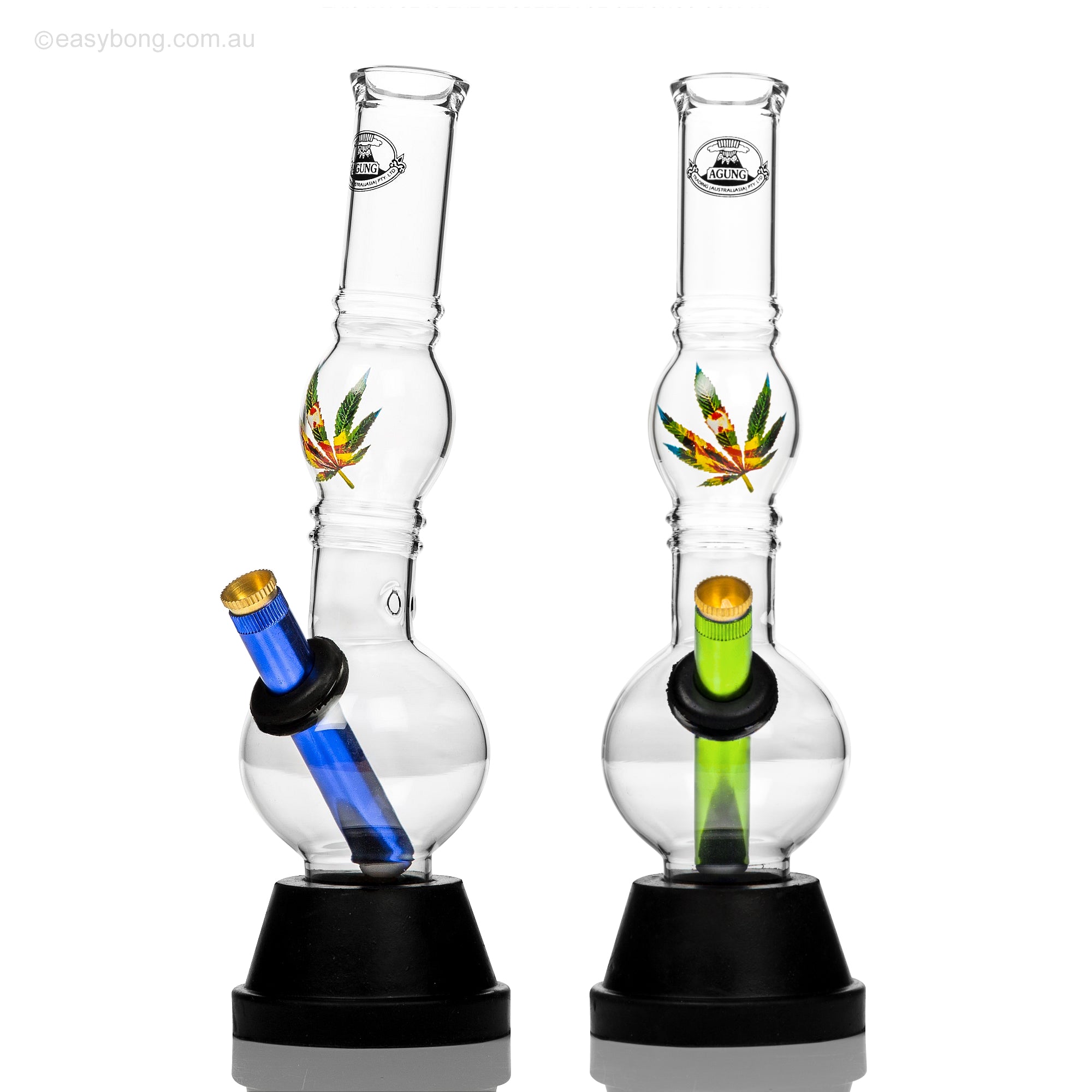 Front on view of Agung Aussie bong made from pyrex glass.