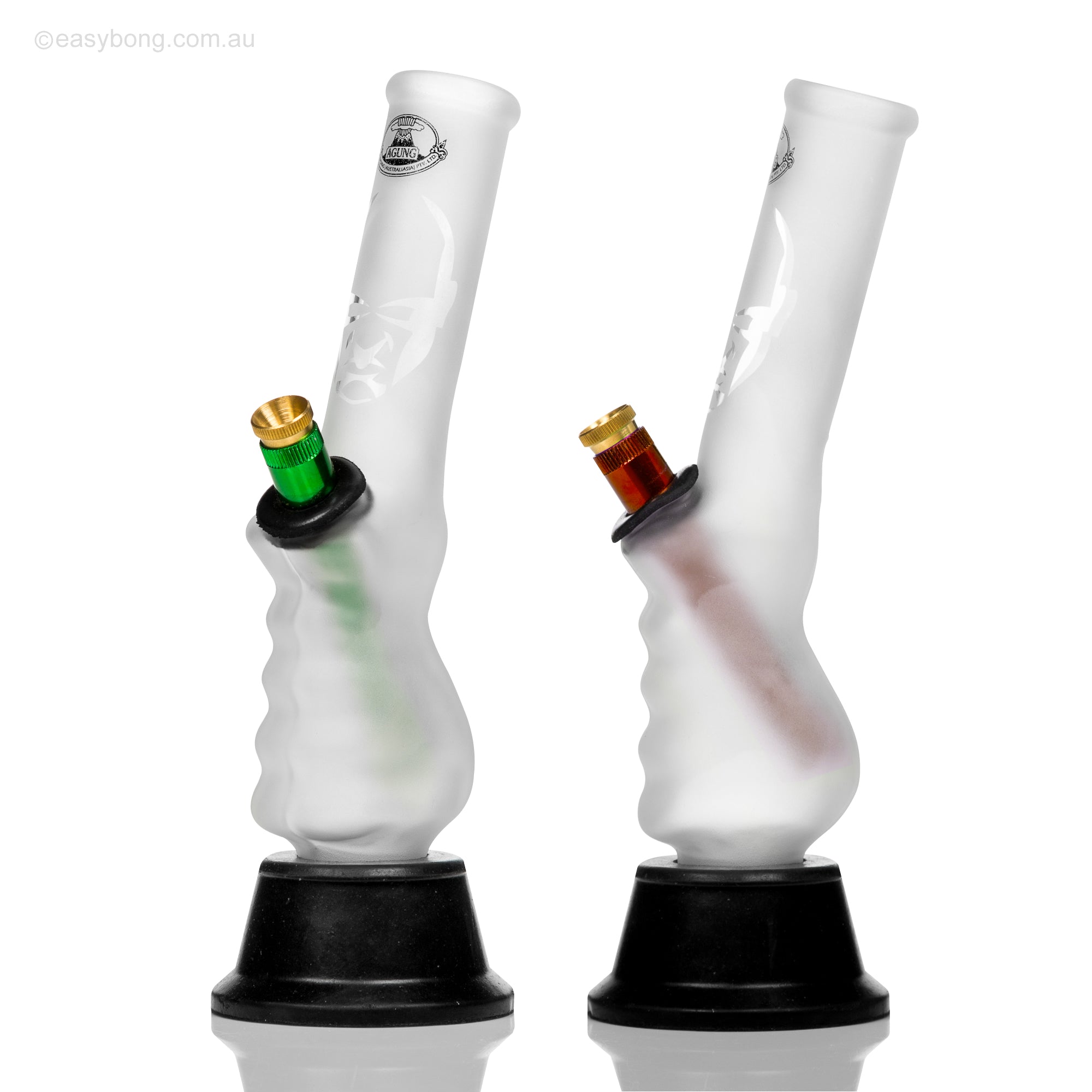 Aussie style sandblasted bong with design etched into the neck.
