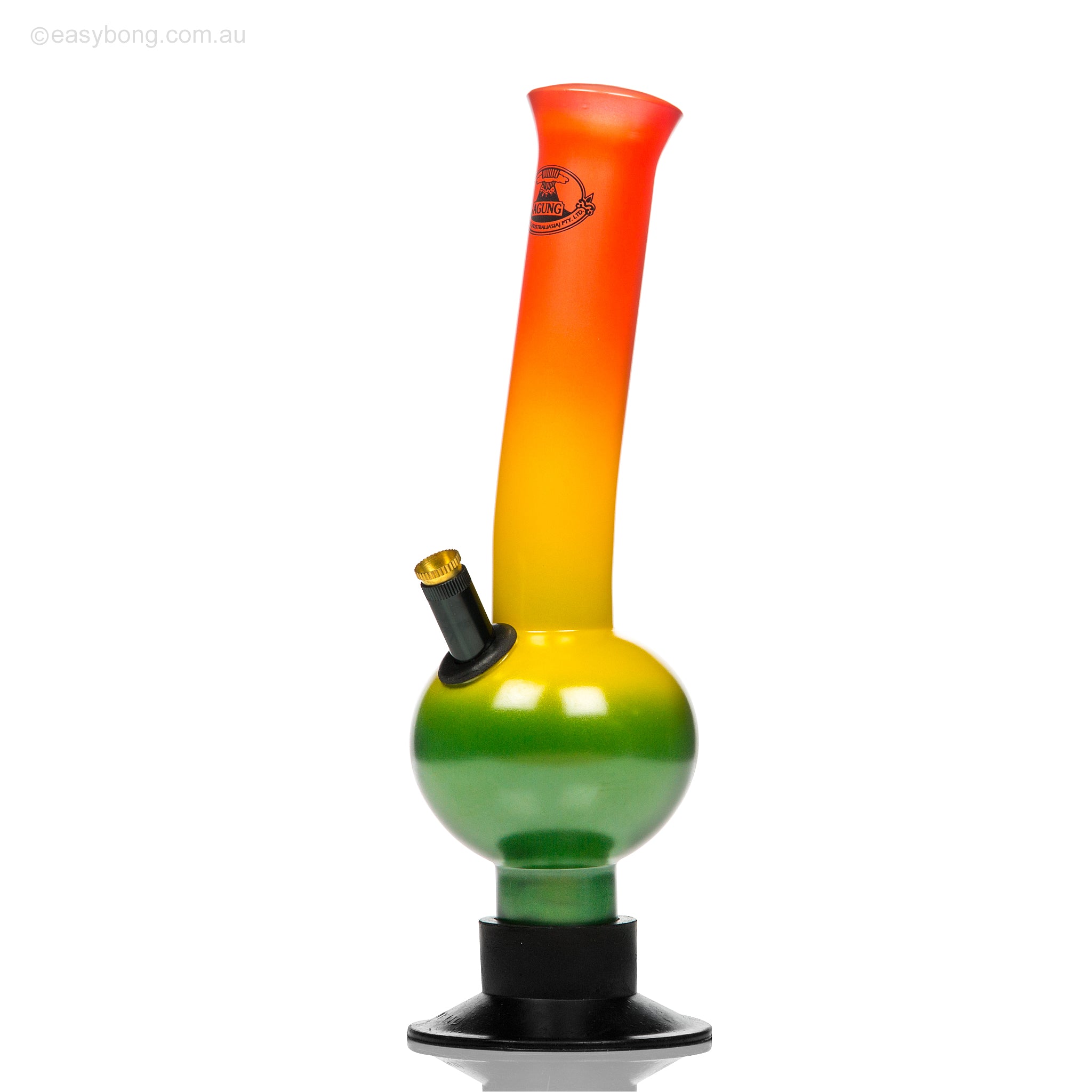 Multi coloured rasta thmed glass bong made by Agung Australia.