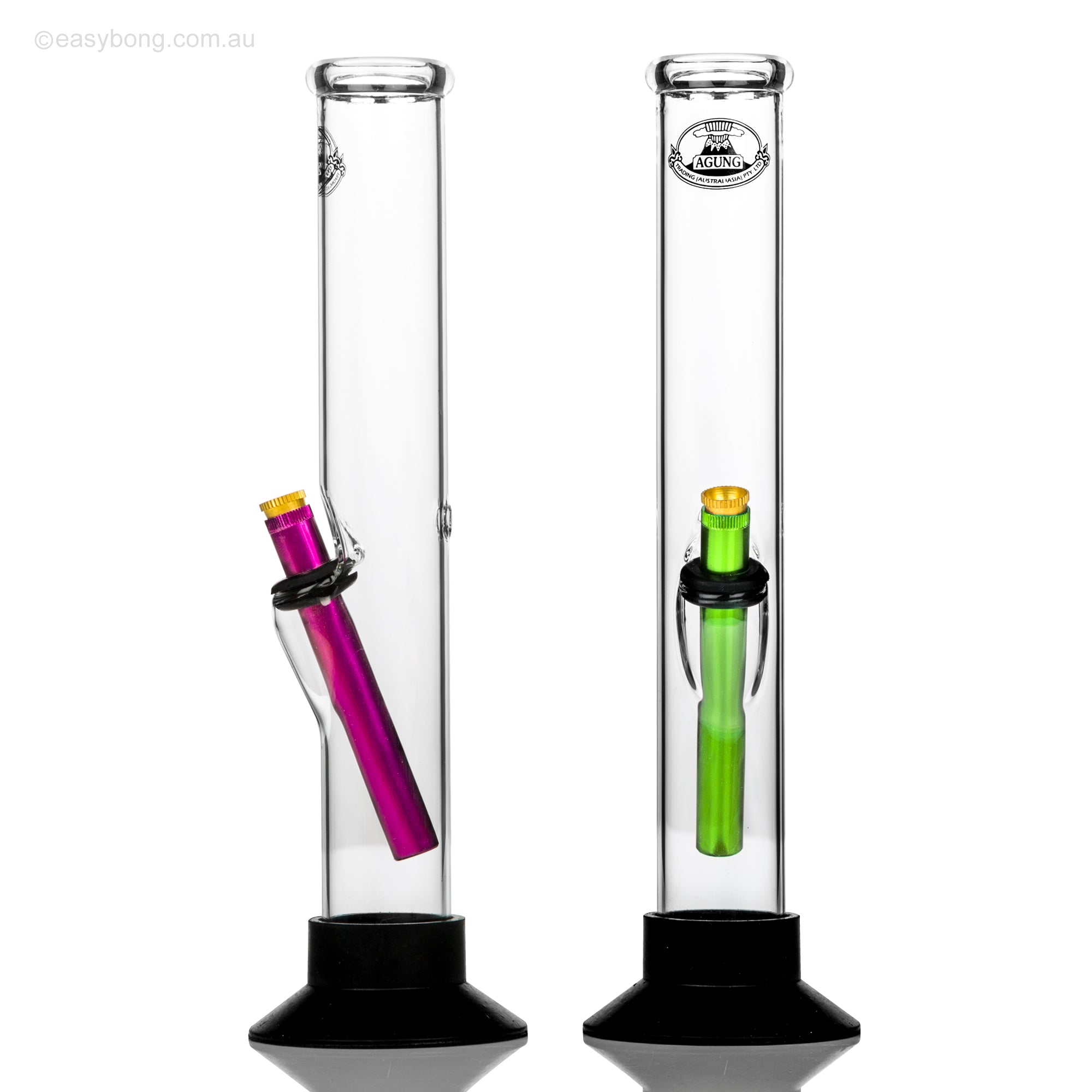 Glass bong designed for Aussie stoners with metal stem and brass cone piece.
