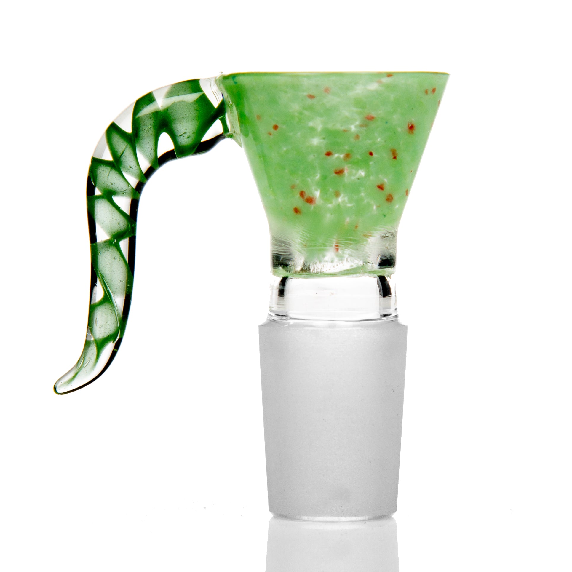 Green 18mm glass cone piece for glass bongs in Australia.