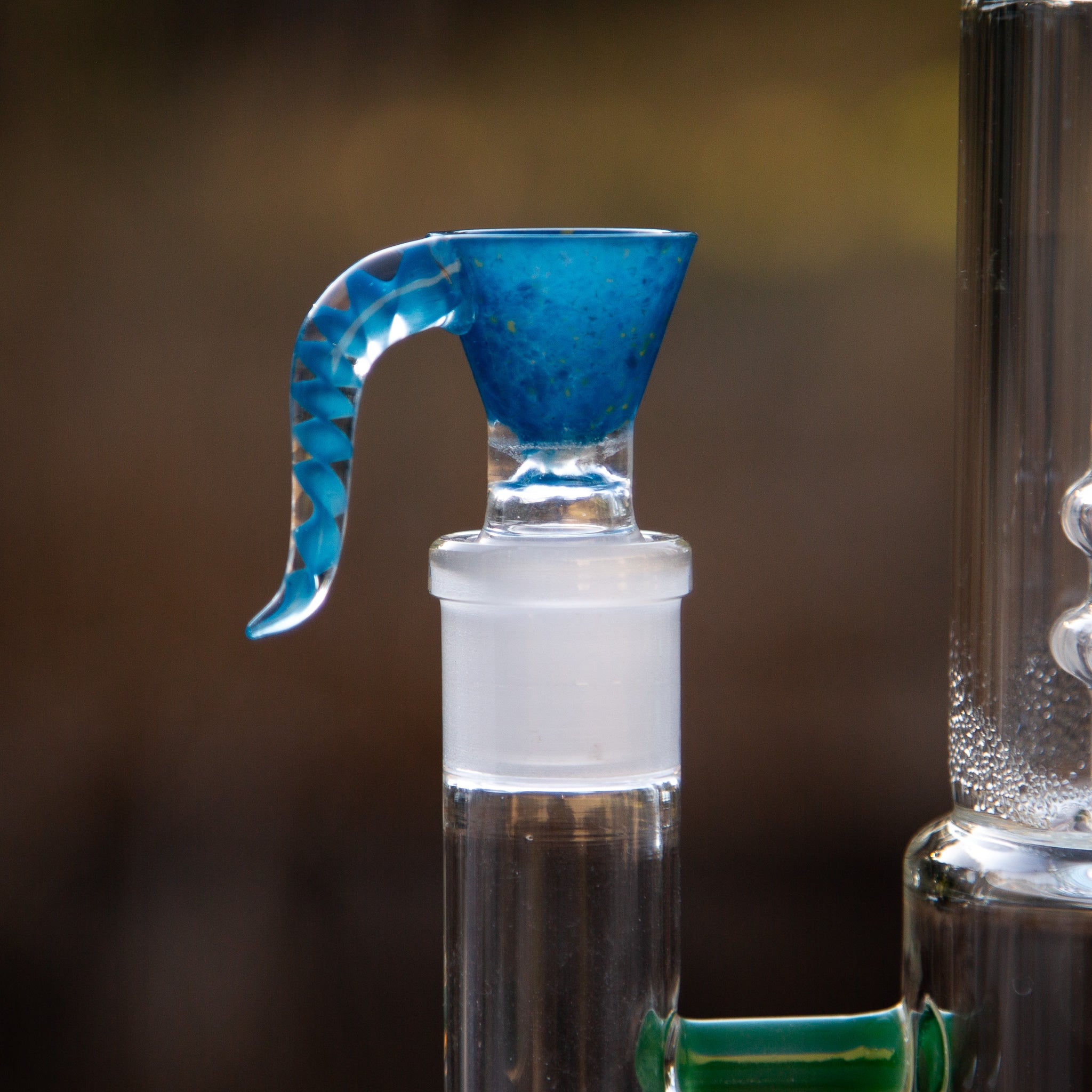 Glass cone piece in stemless 18mm bong.