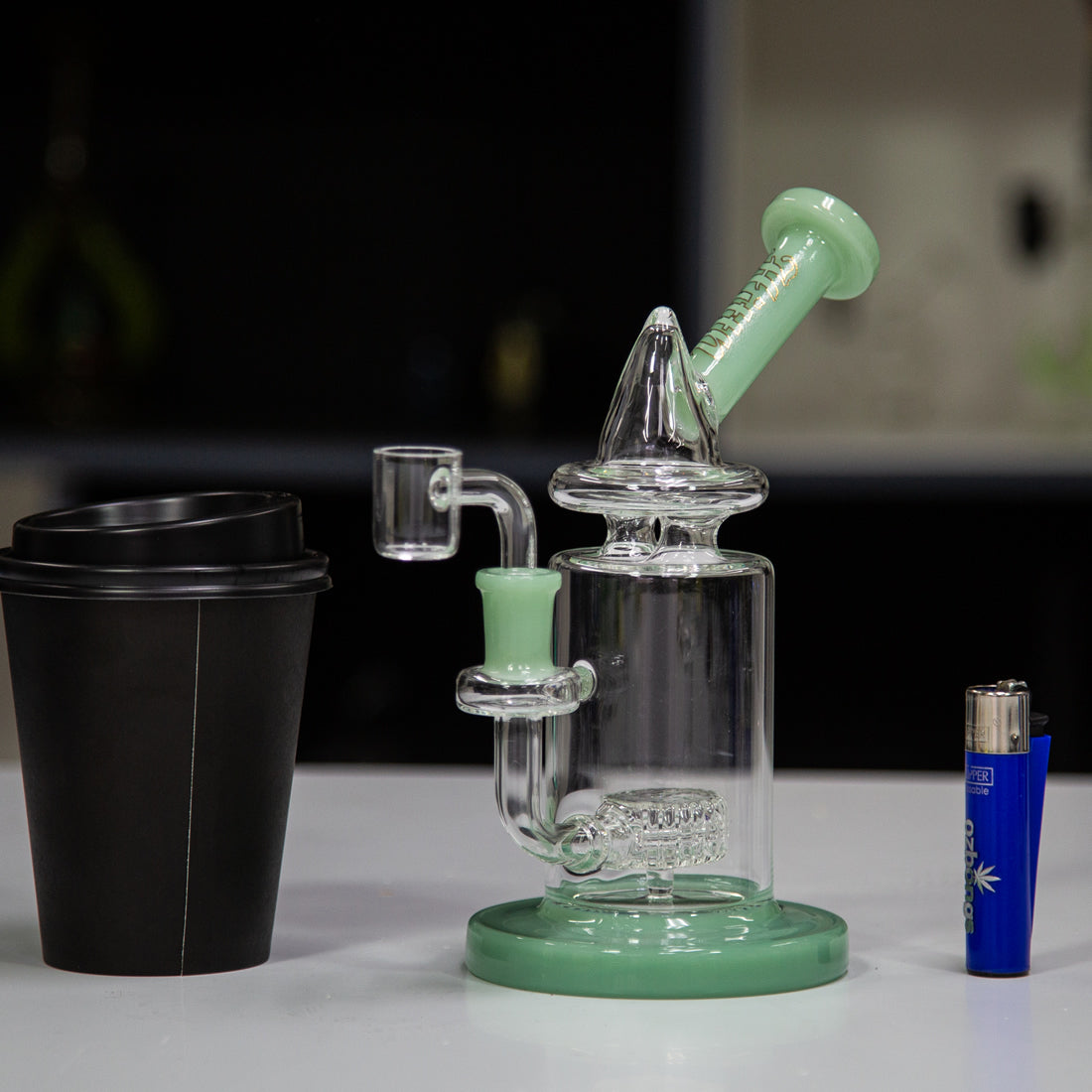 HITTN Glass Showerhead Dab Rig 21cm Blue