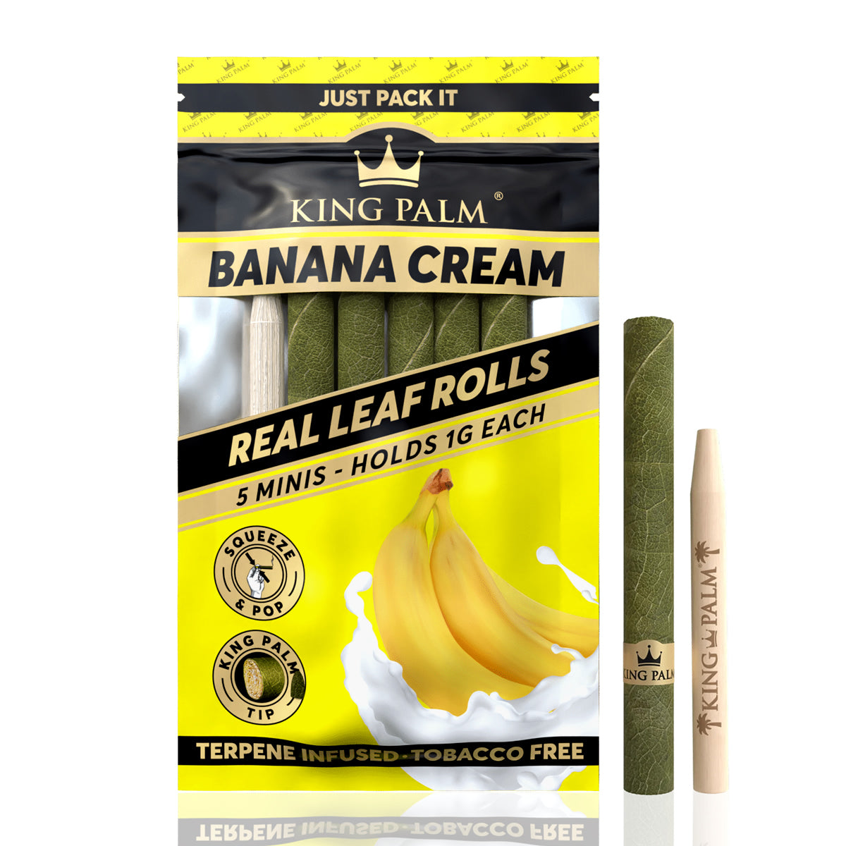 King Palm mini pre-rolled leaf tubes in banana cream flavour 5 pack