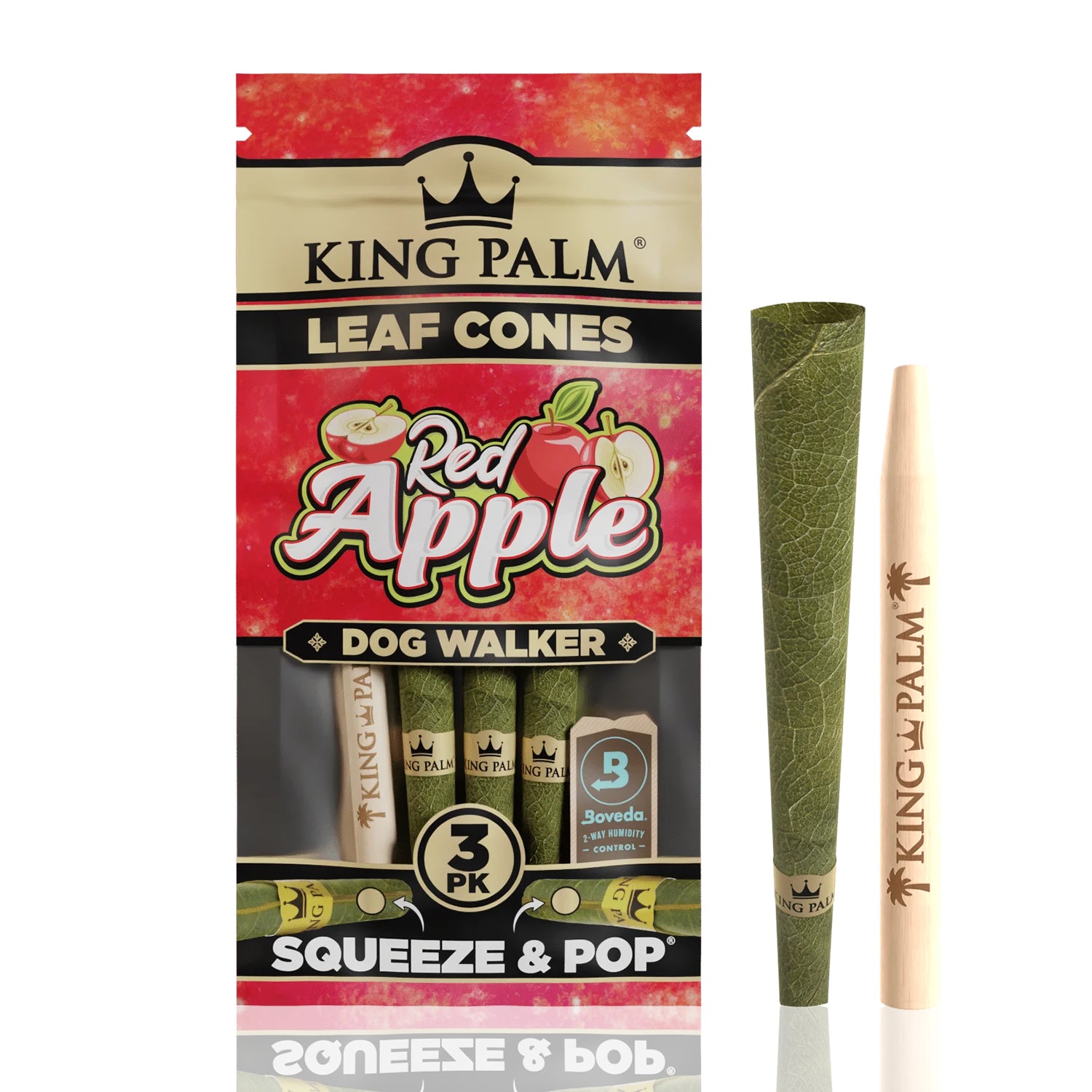 King Palm red apple flavoured pre-rolled cones in dog walker size