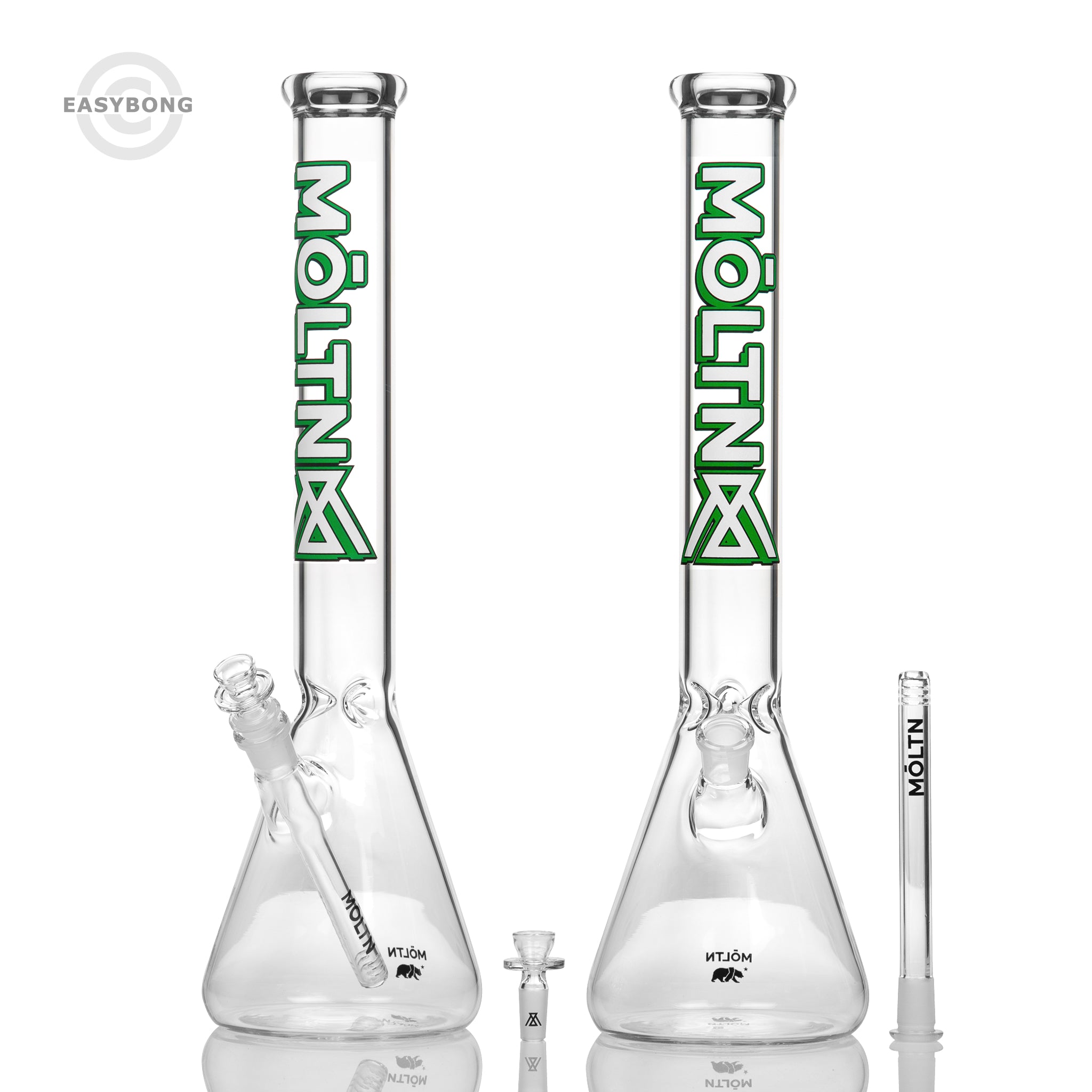 Móltn Glass 45cm Beaker Bong Bold Logo Green