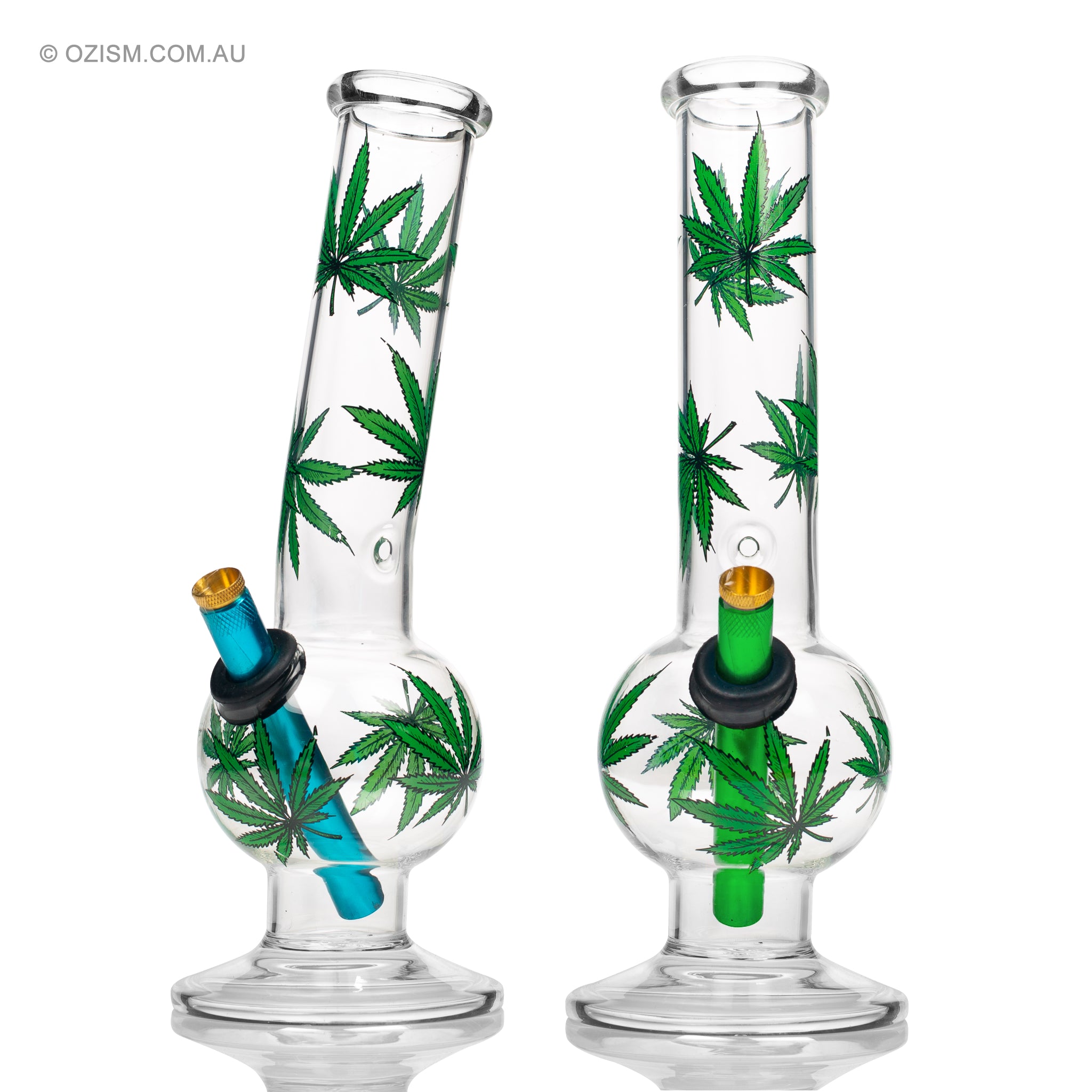 MWP Australian style glass bong with metal stem and brass cone piece.