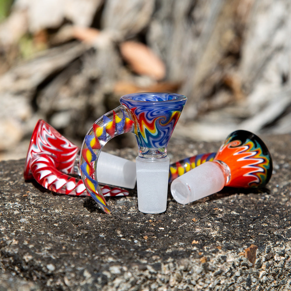 Easy 14mm Worked Horned Glass Cone Black Orange