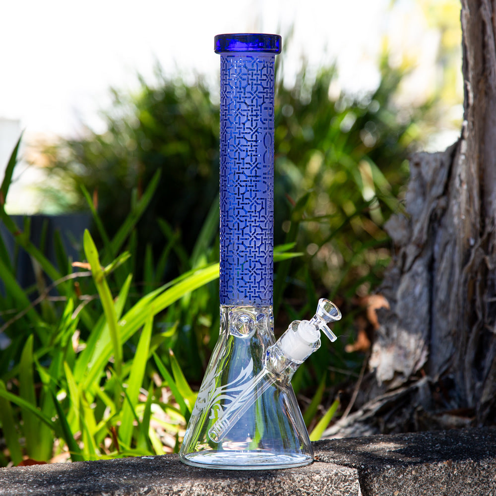 Phoenix Glass Sandblasted Beaker Bong 40cm
