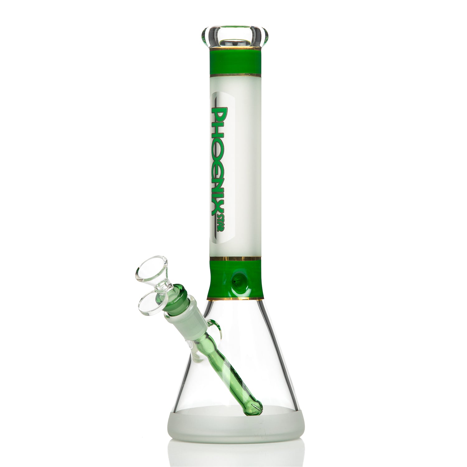 Phoenix Glass Sandblasted Beaker Bong 30cm Green