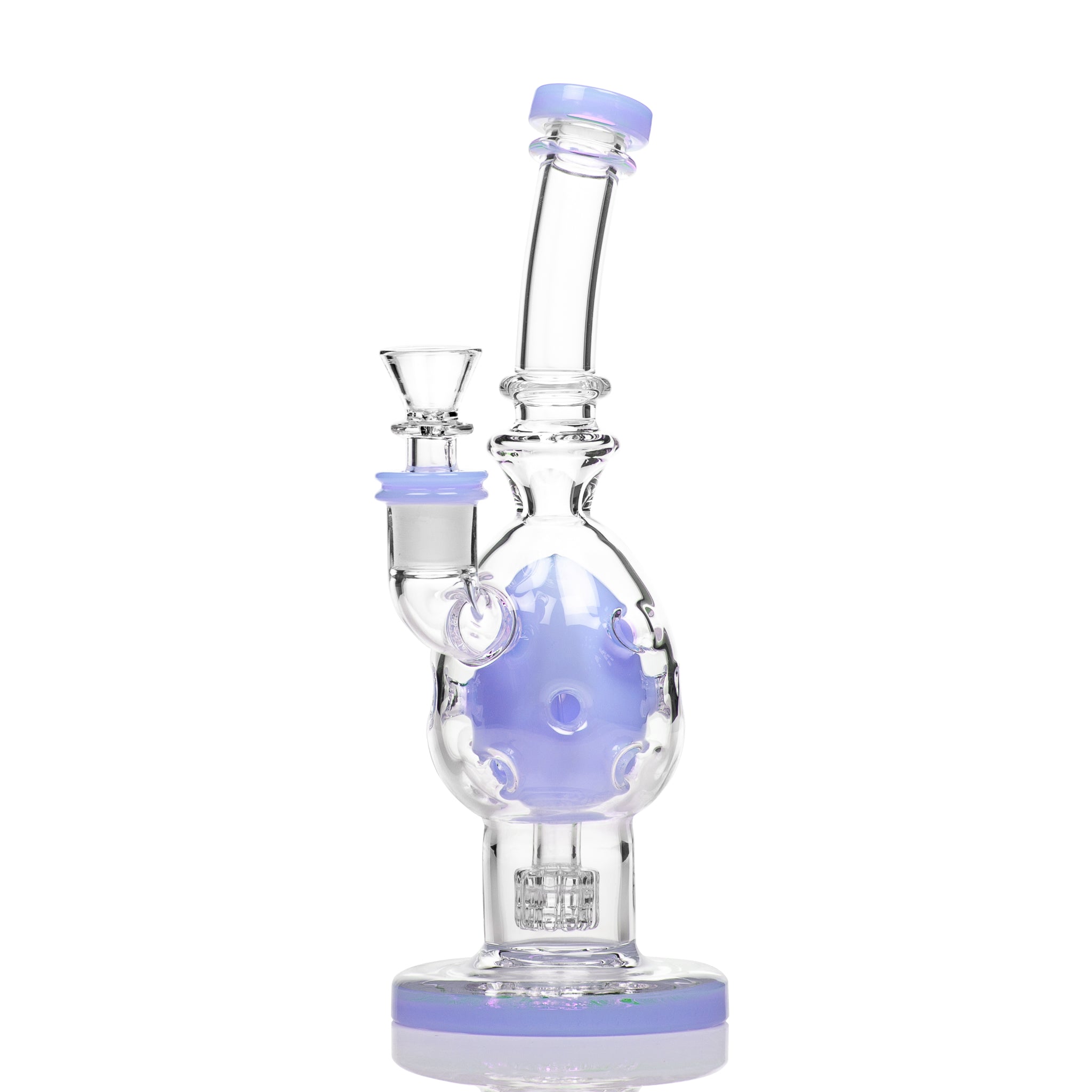 A pretty blue EGG style glass bong with perc. Made from thick glass and available in Australia.
