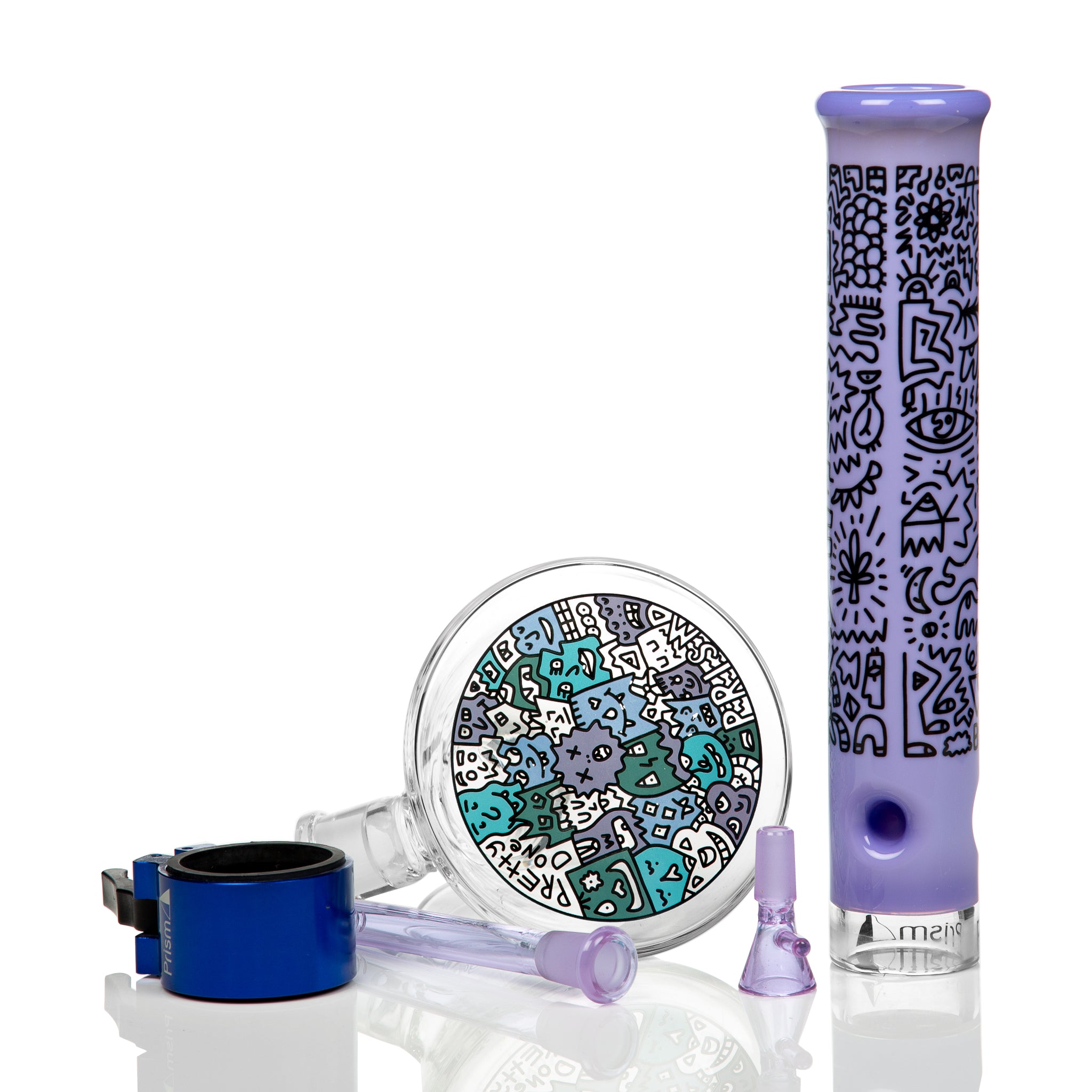 Prism Beaker Bong Pretty Done Pink Blue Clamp
