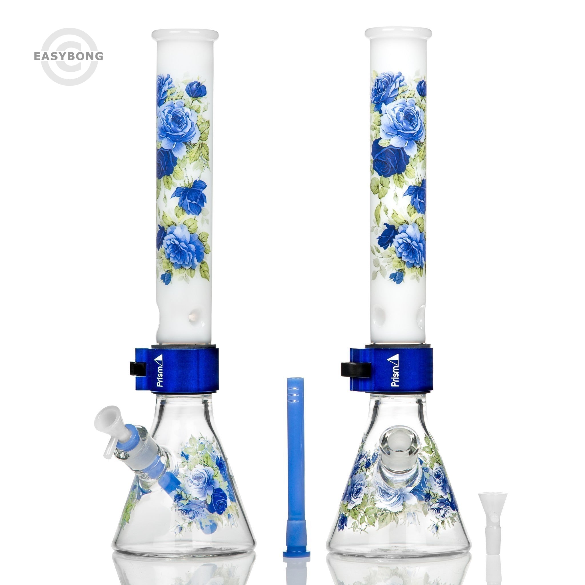 Glass beaker bong with flowers at Easy Bong in Australia.