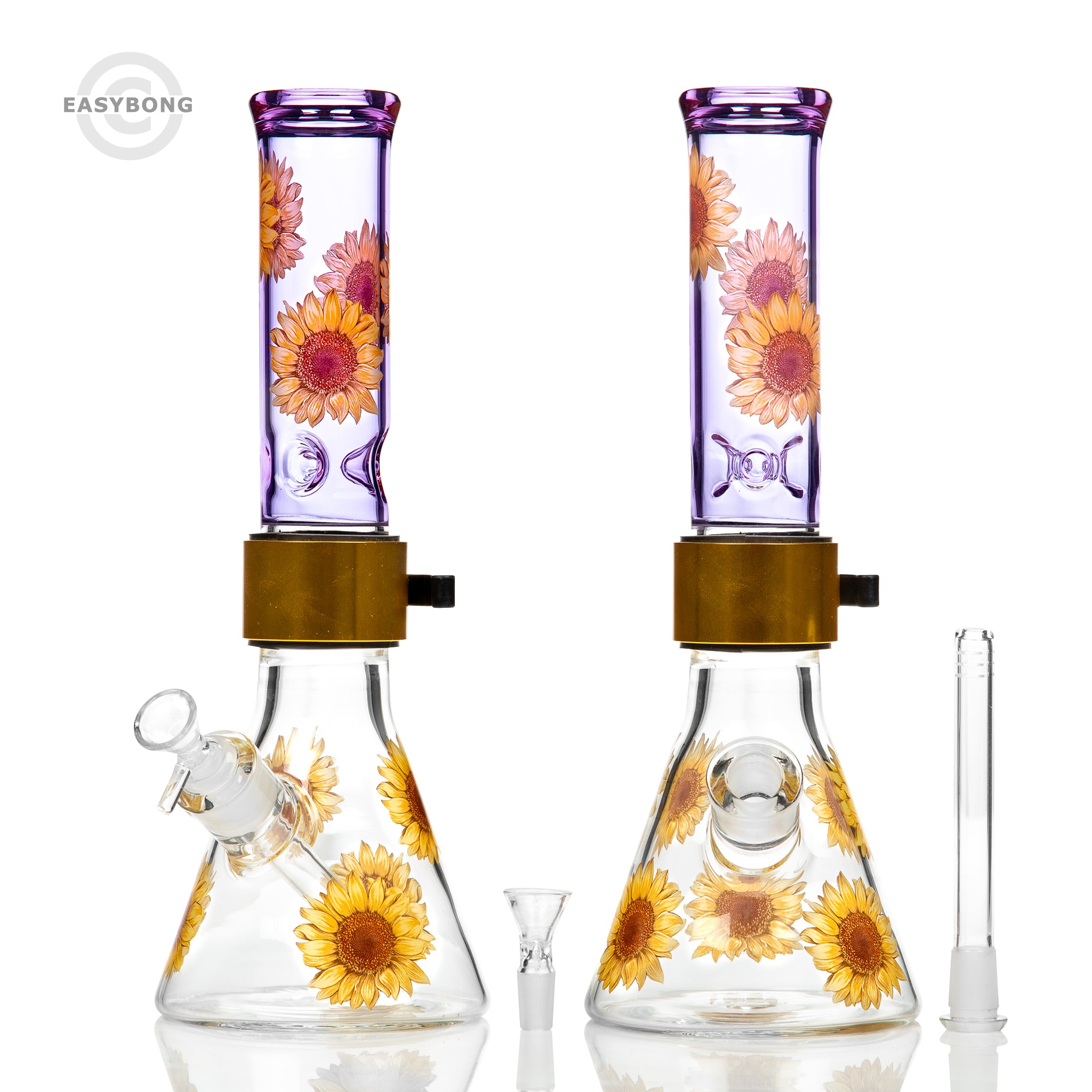 Prism Short Beaker Purple Sunflower Gold Clamp