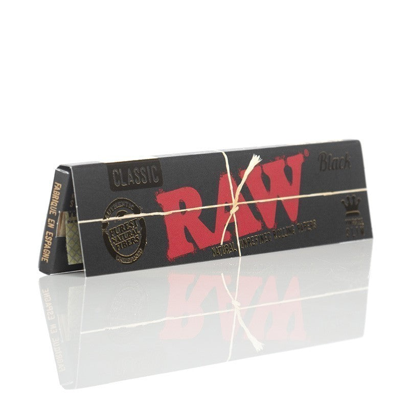 Raw black classic cigarette rolling papers for cannabis joint smoking