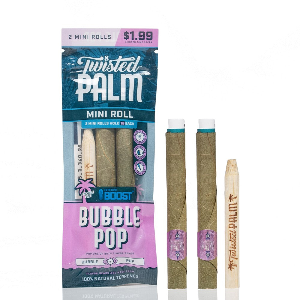 Twisted palm leaf blunt wrap mini rolls in bubble pop flavour.