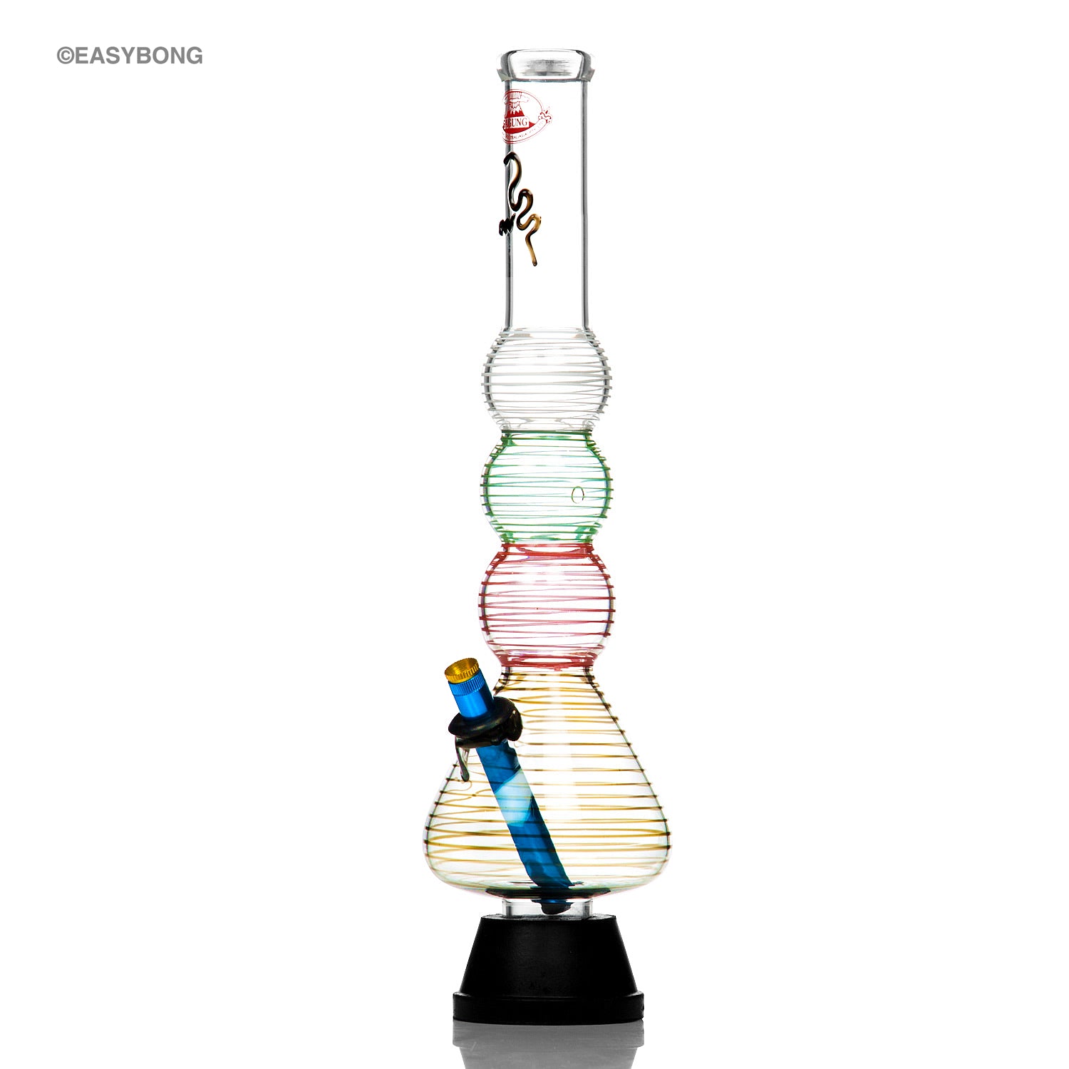 Tall 40cm Agung bong with multi stripe design.