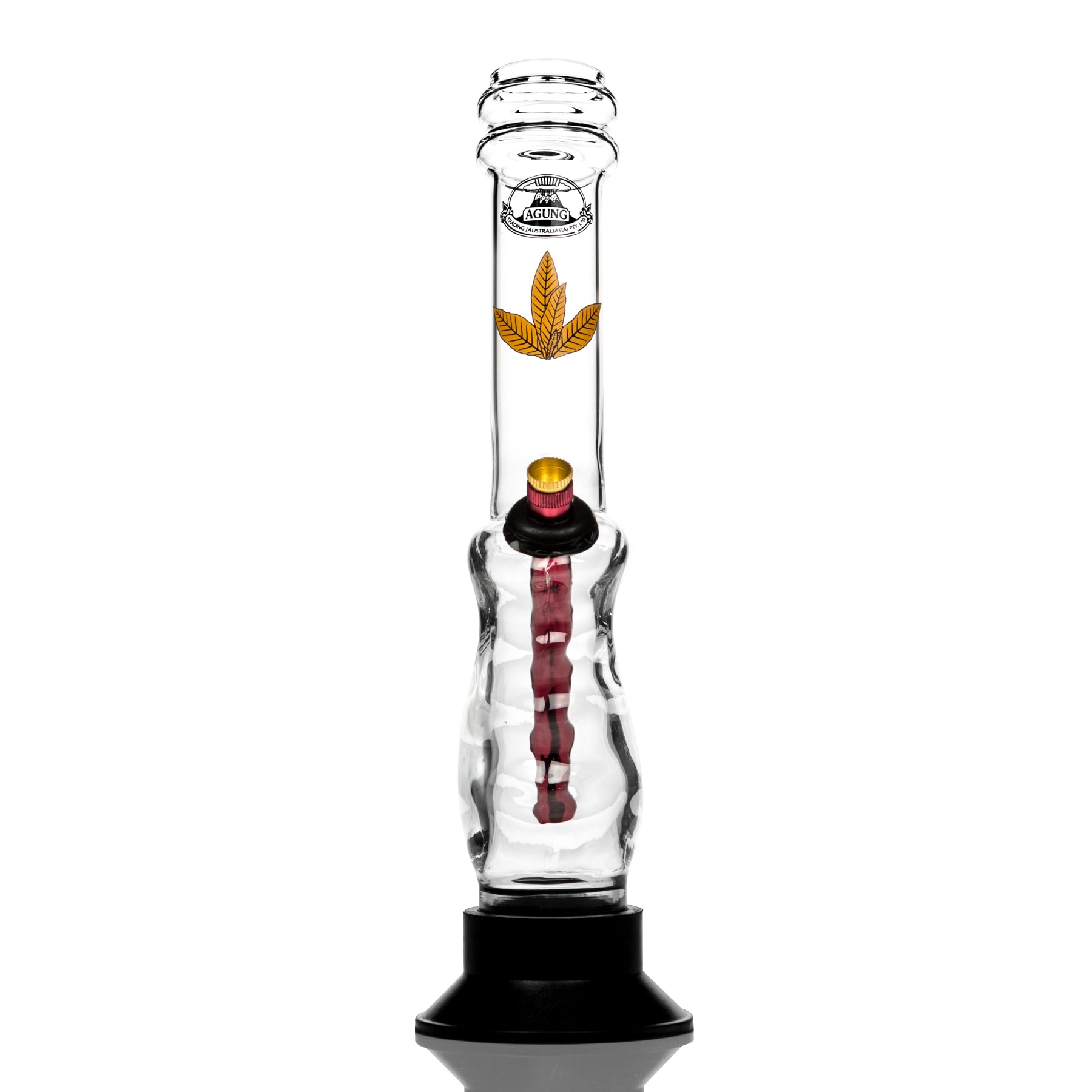 Agung gripper bong front on with metal stem and brass cone piece.