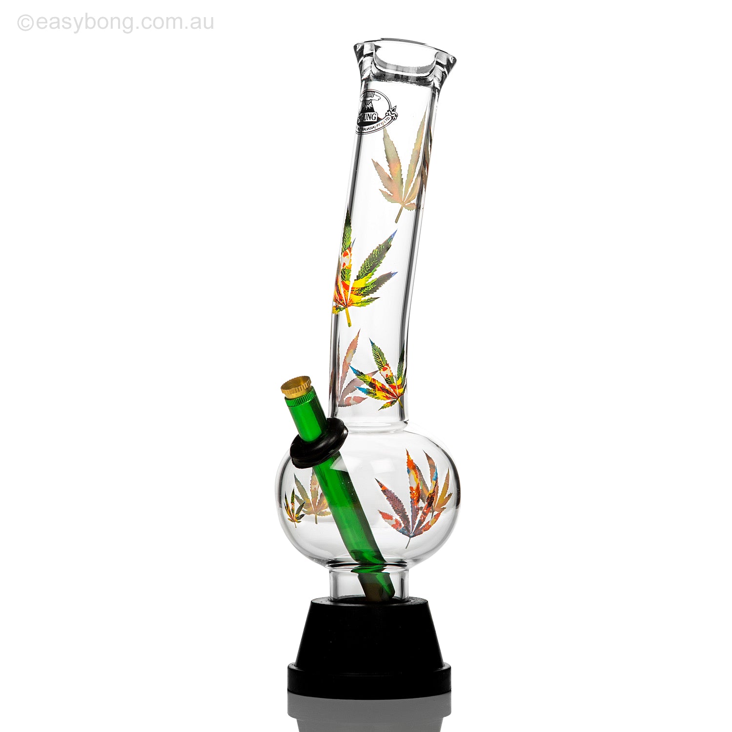 Agung model 1193 bubble bong with weed leaf decals.