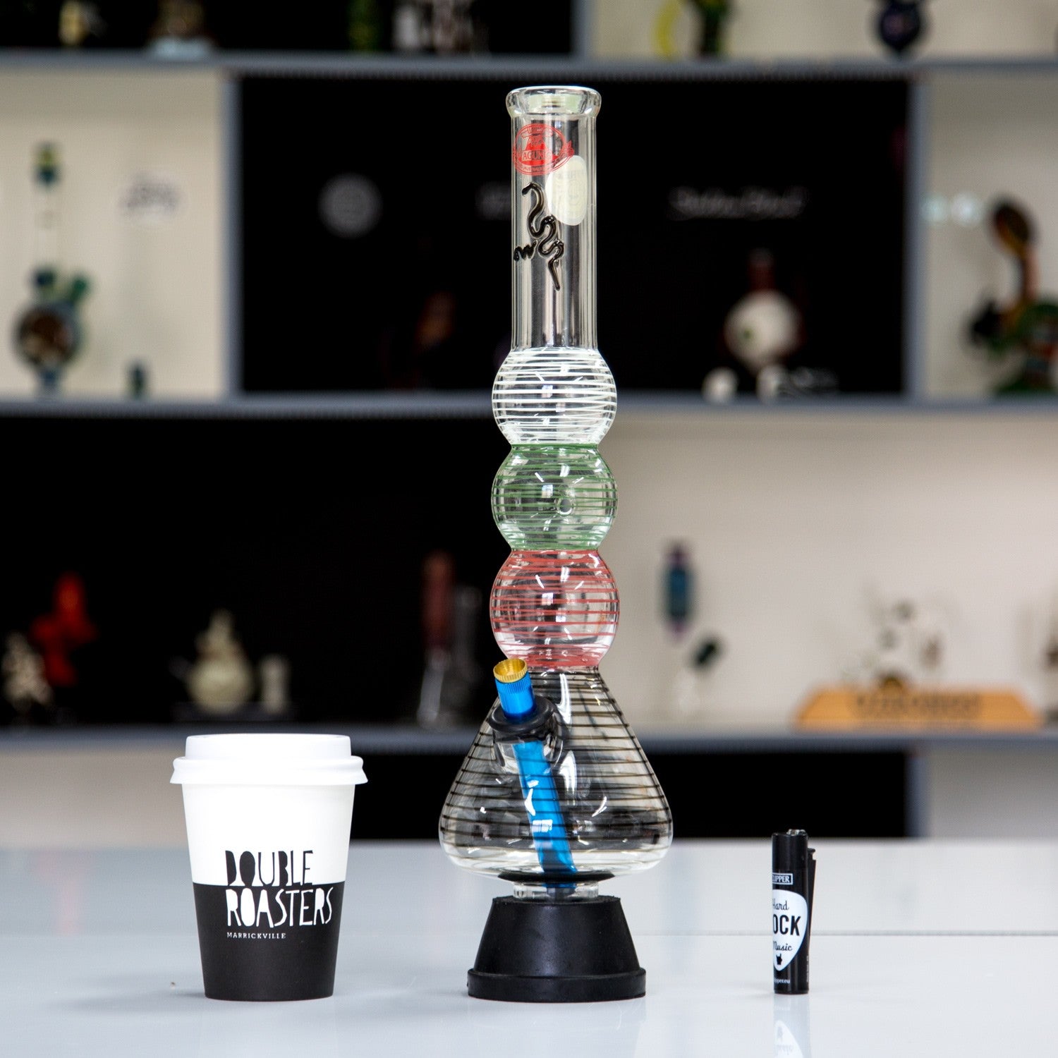 Agung Multi-Colour Bubble Glass Bong 40cm 1196