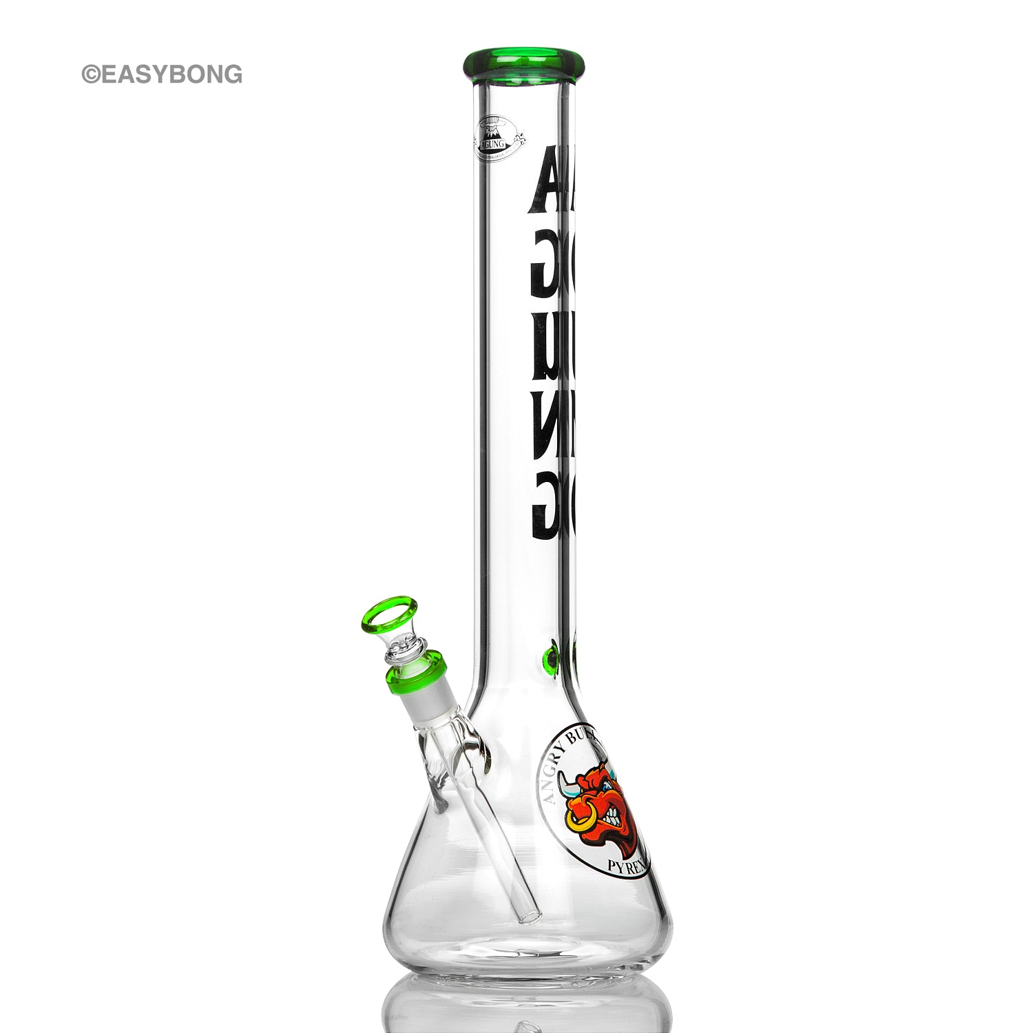 Agung tall glass beaker bongs and waterpipes with coloured accents.