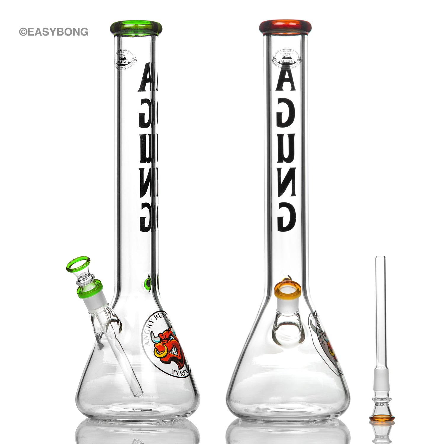 Agung angry bull beaker bongs and smoking pipes in all glass with 18mm joint.