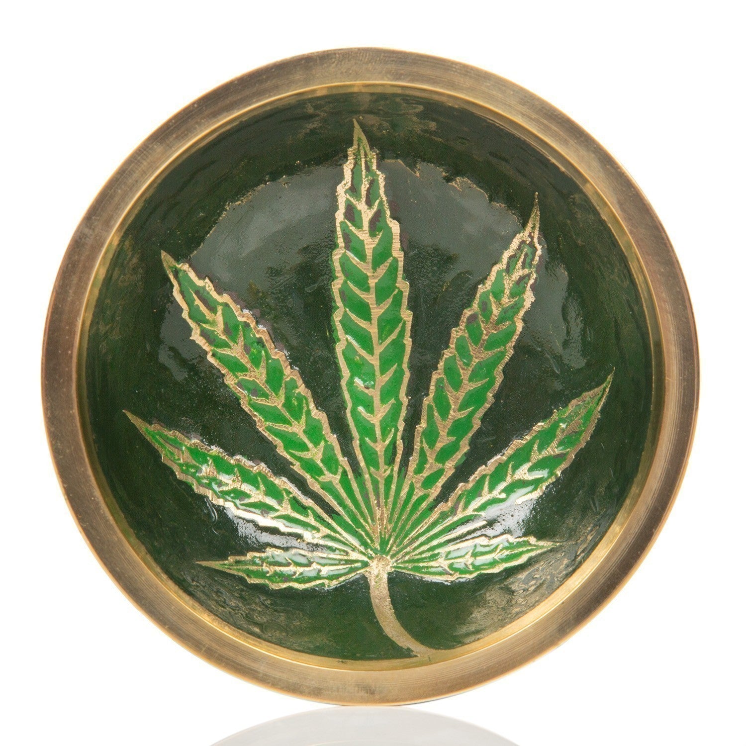 Agung Deep Brass Bowl Green Leaf