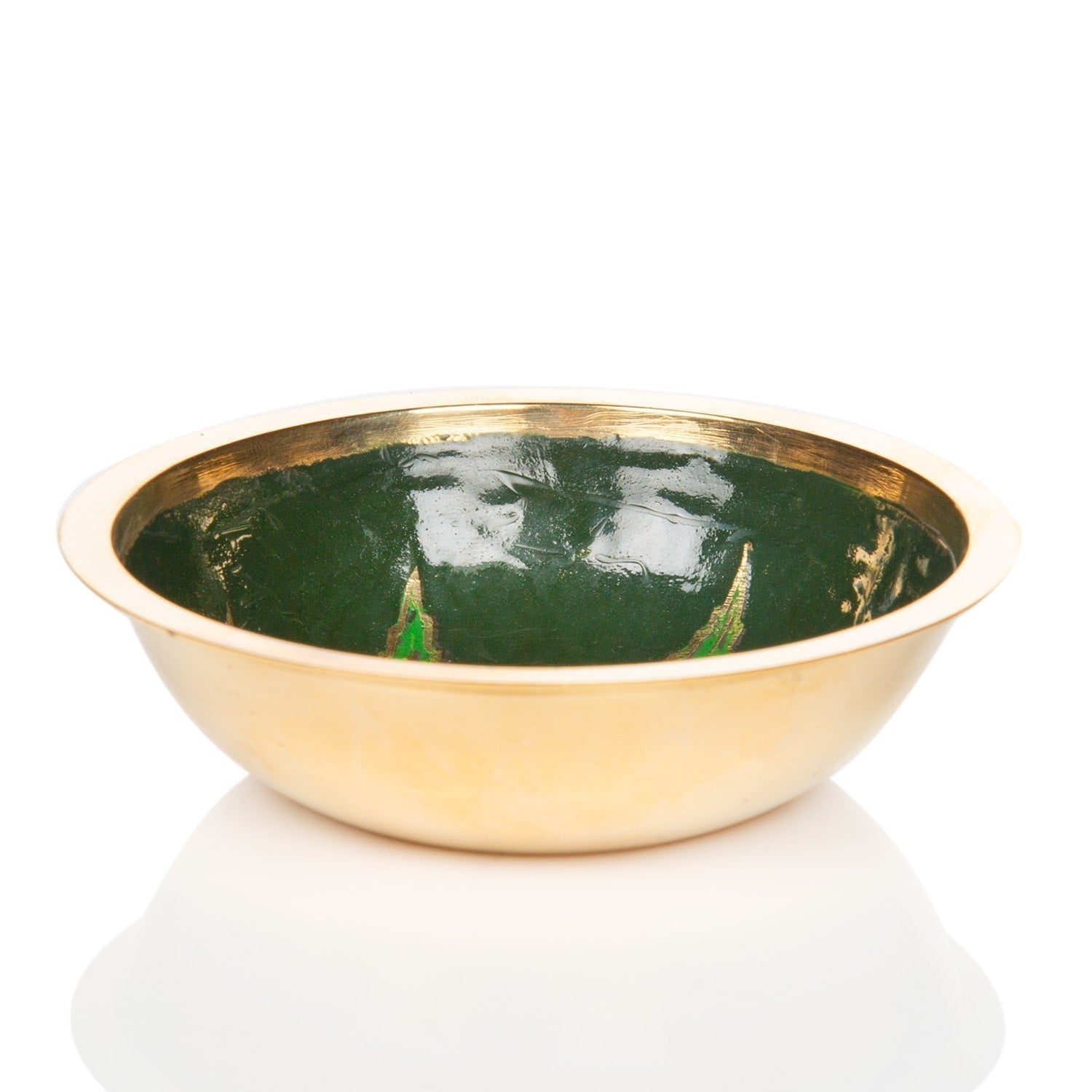 Agung Deep Brass Bowl Green Leaf