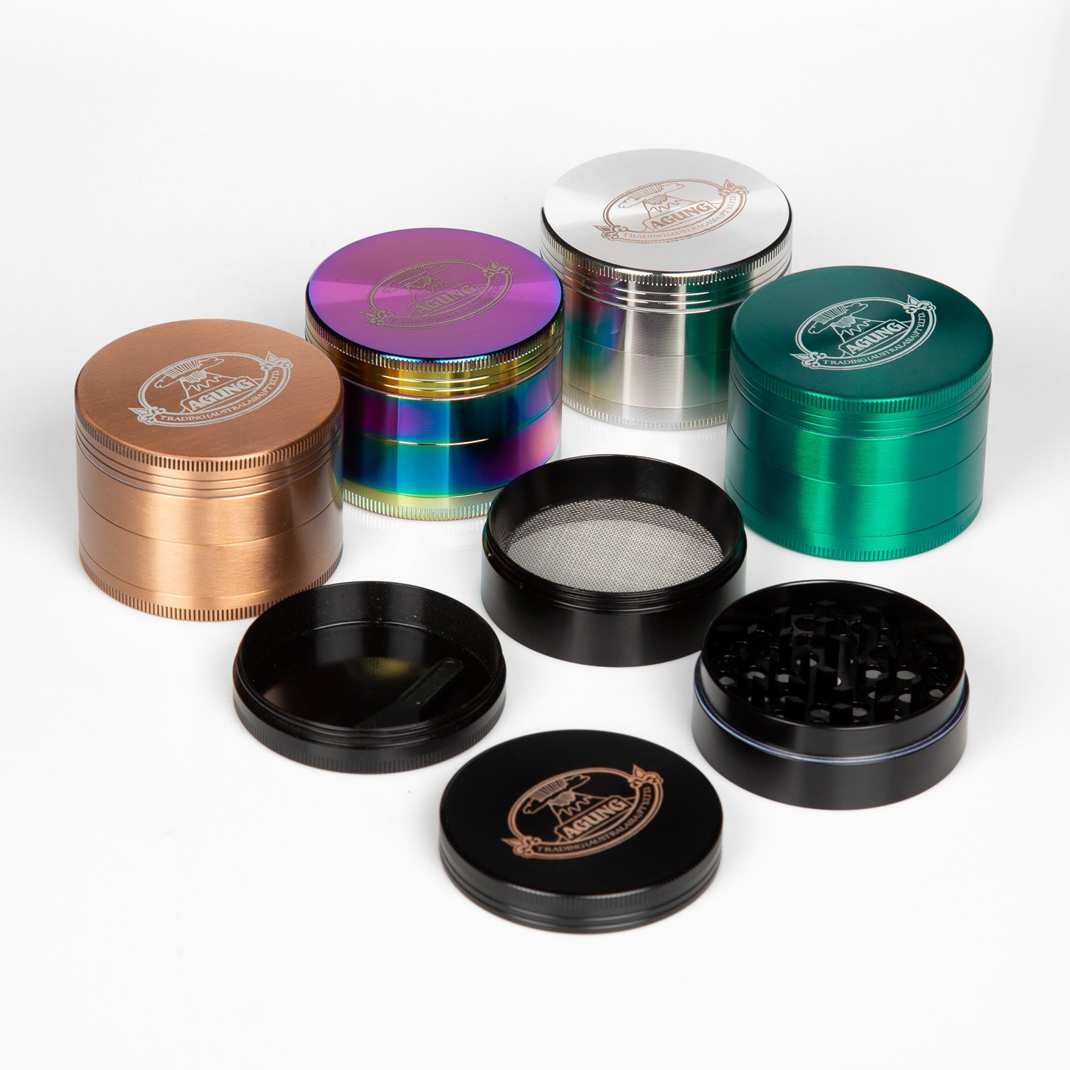 Agung 4-Part Herb Grinder 60mm Rainbow