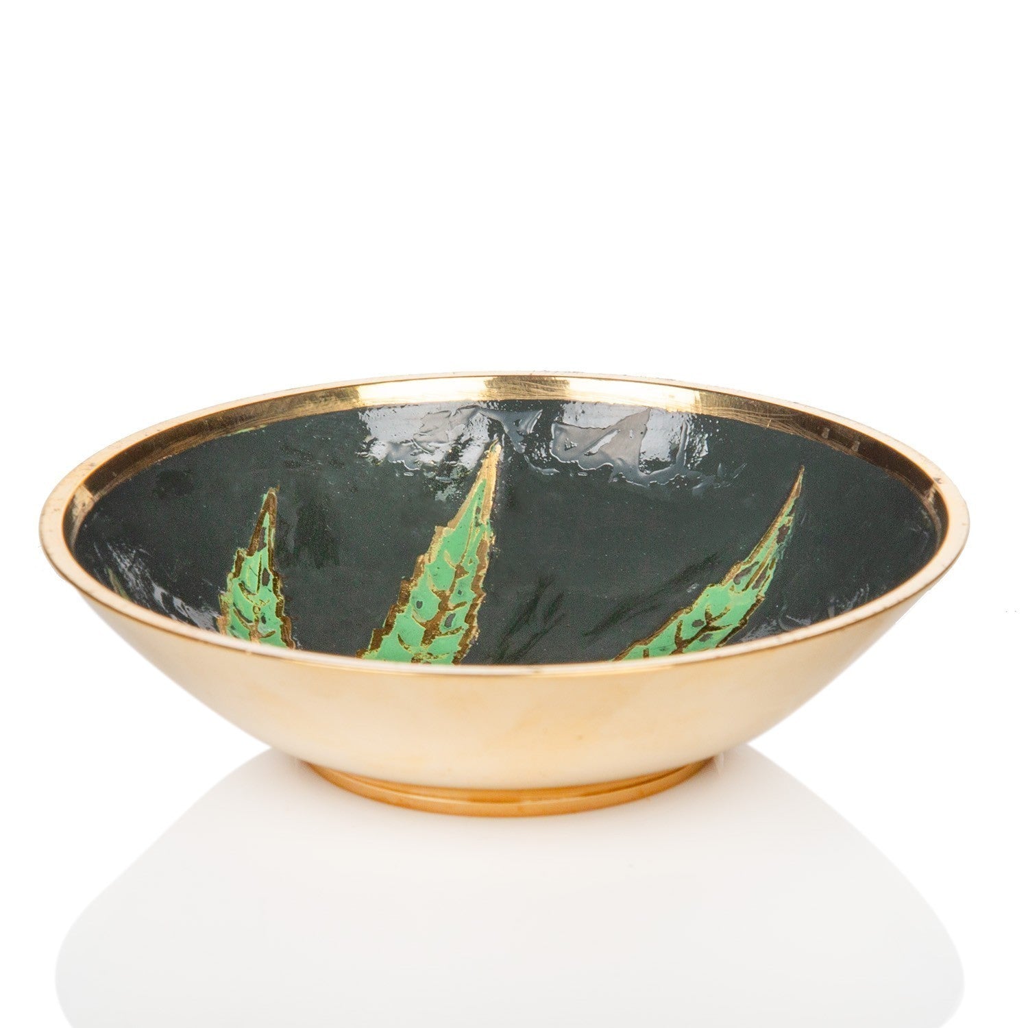 Agung Brass Bowl Green Leaf