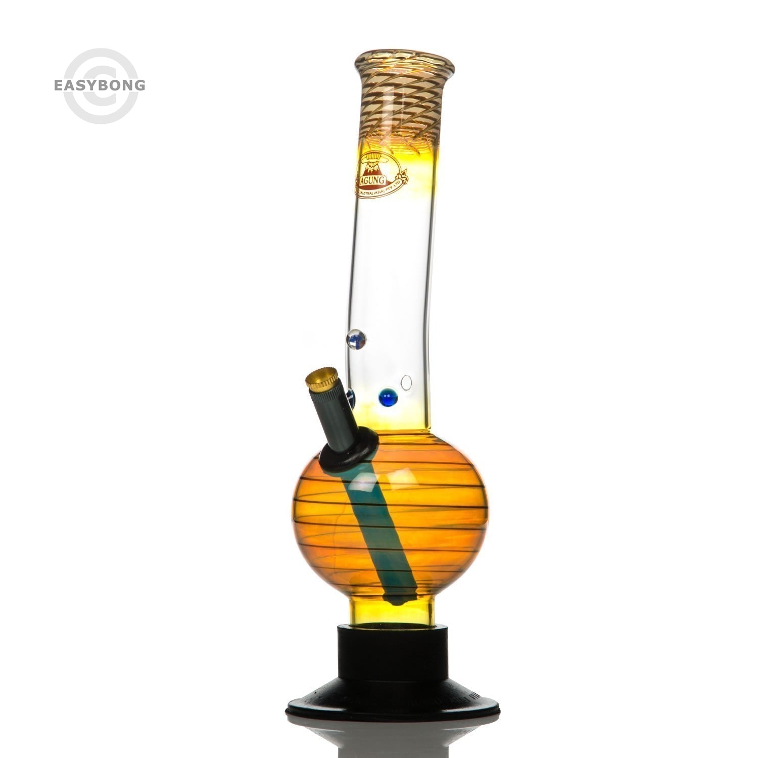 Agung Booster bong featuring fumed glass colour changing with temperature.