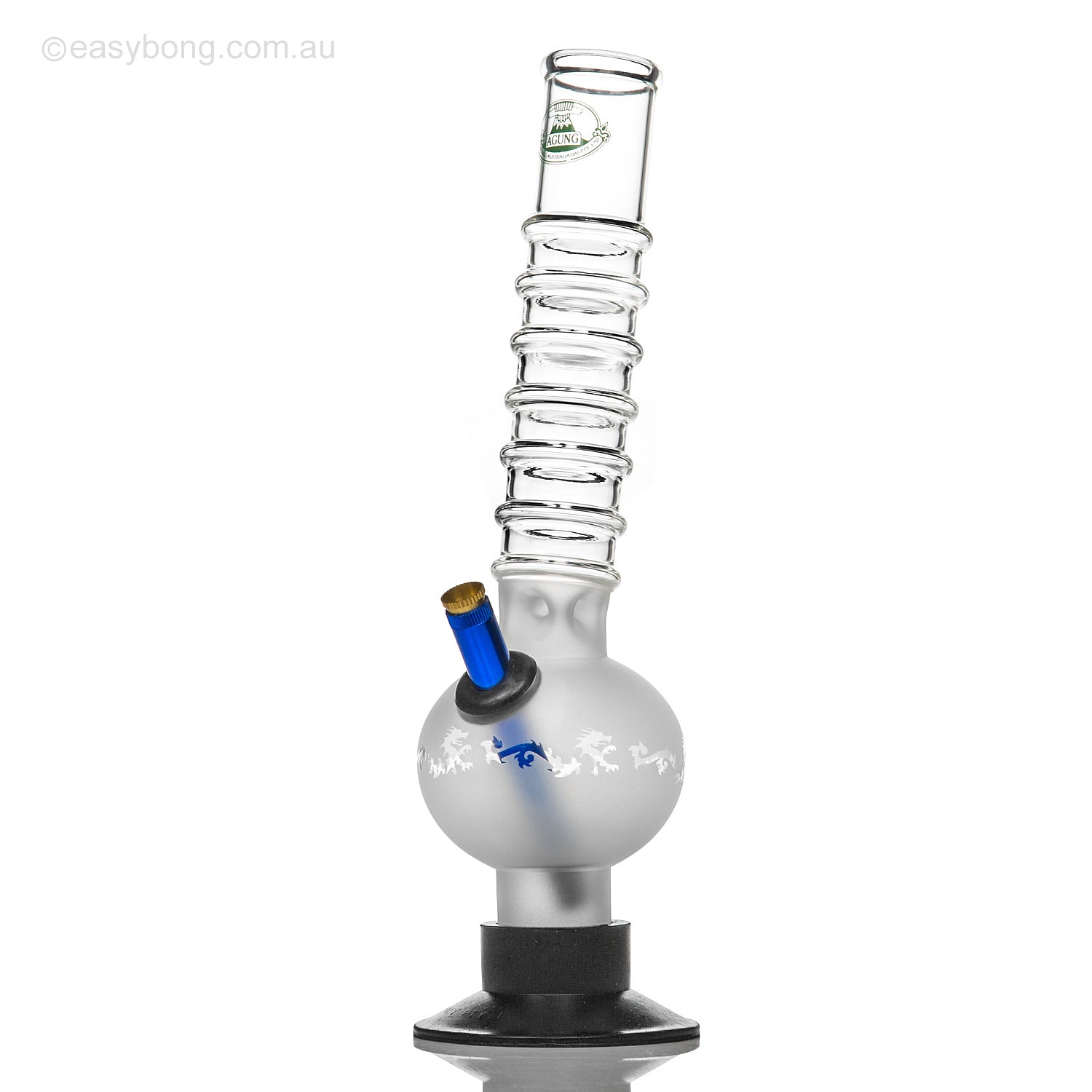 Agung classic ice sandblasted Aussie style bong with brass cone piece and metal stem.