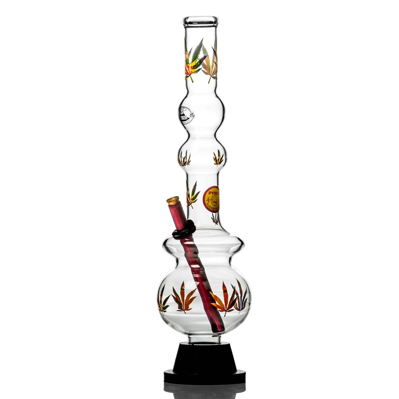 Agung large 43cm multi bubble bong with weed leaf decals.