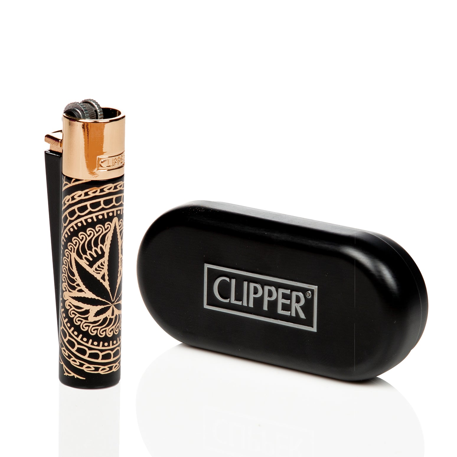 Clipper Jet Lighter Metal Black Copper Leaf